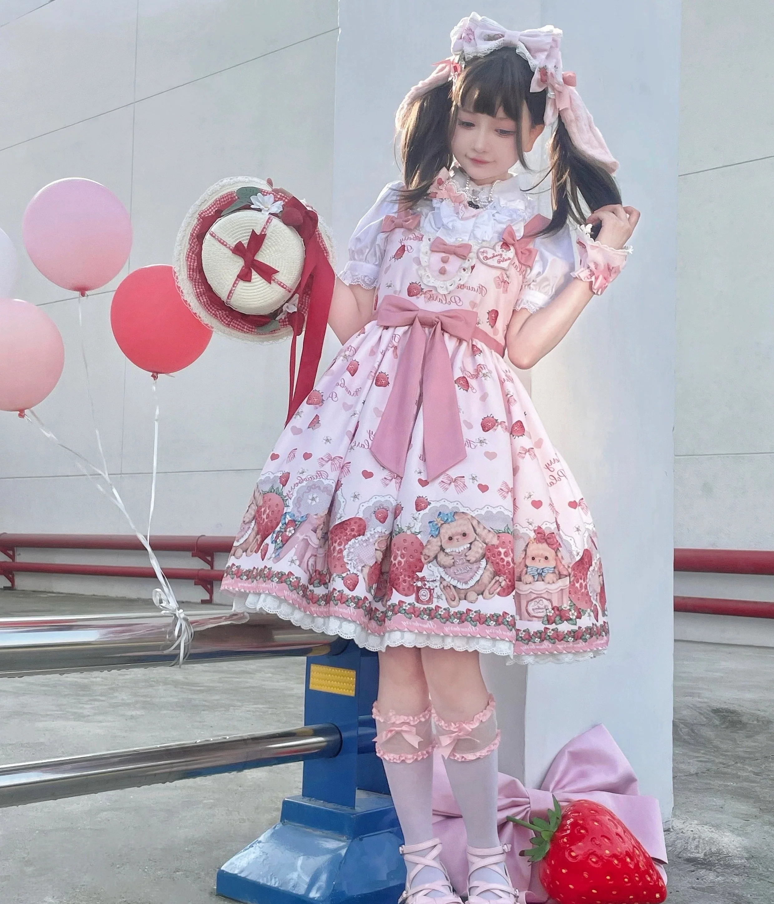 Rabbit Berry Gift Box - Sweet Lolita JSK Pink Lolita Dress - Image 3