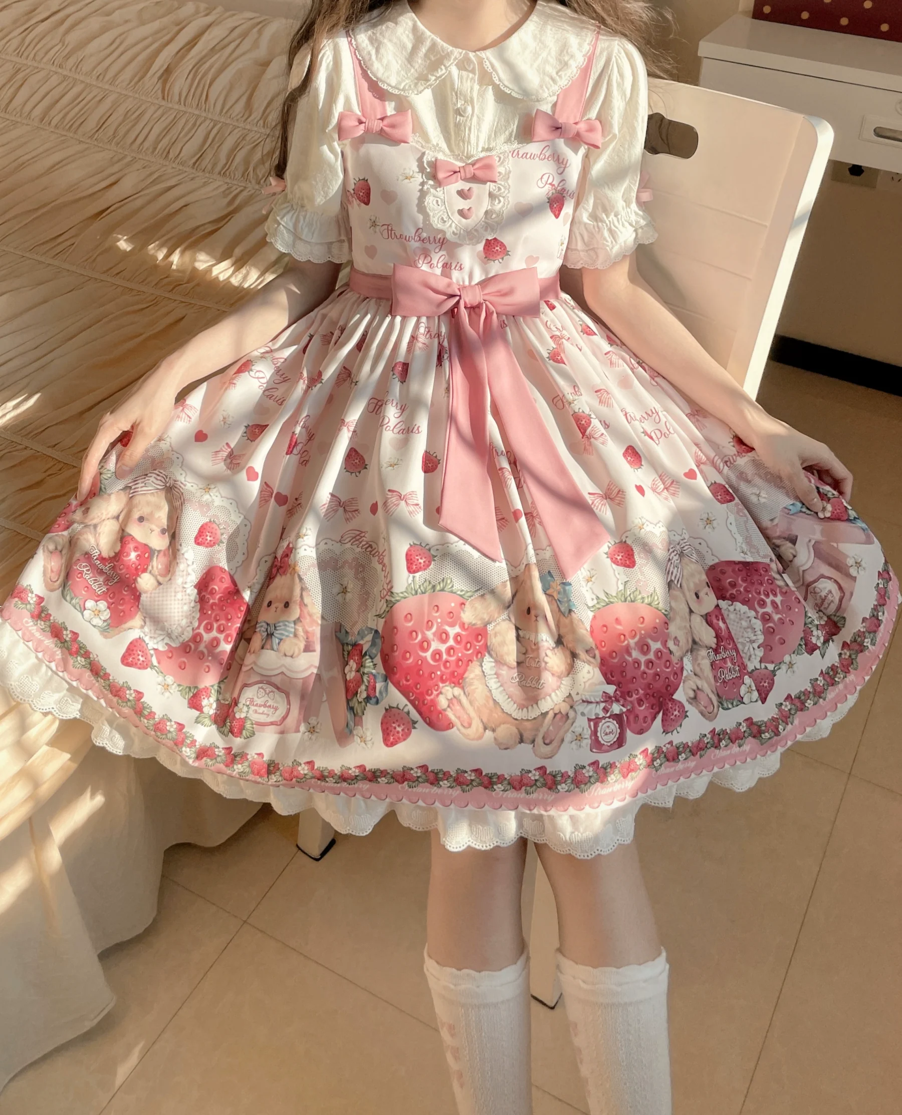 Rabbit Berry Gift Box - Sweet Lolita JSK Pink Lolita Dress - Image 30