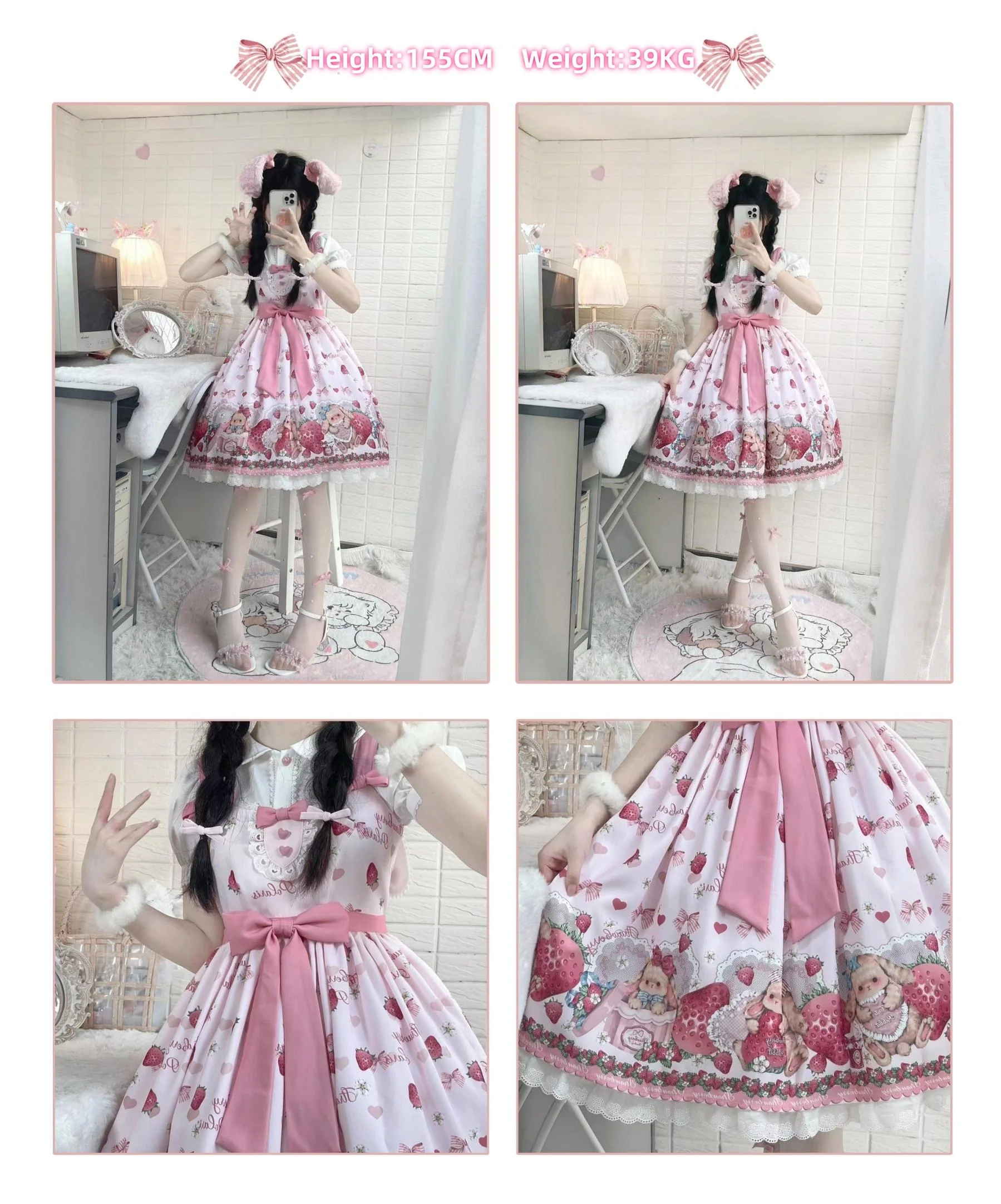 Rabbit Berry Gift Box - Sweet Lolita JSK Pink Lolita Dress - Image 32