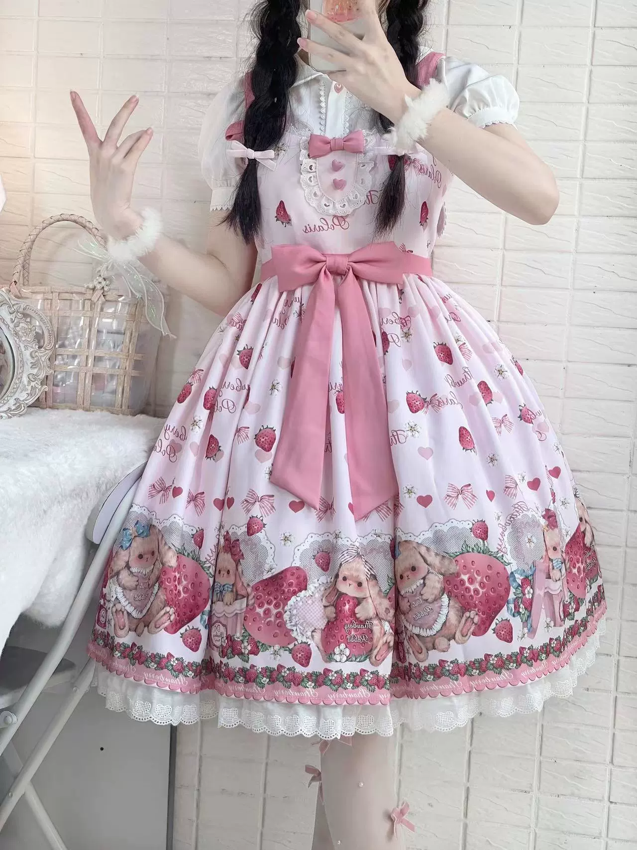 Rabbit Berry Gift Box - Sweet Lolita JSK Pink Lolita Dress - Image 33