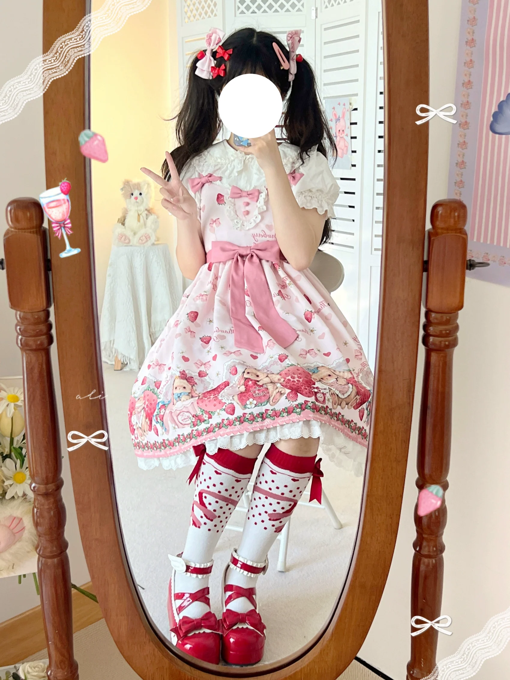 Rabbit Berry Gift Box - Sweet Lolita JSK Pink Lolita Dress - Image 38