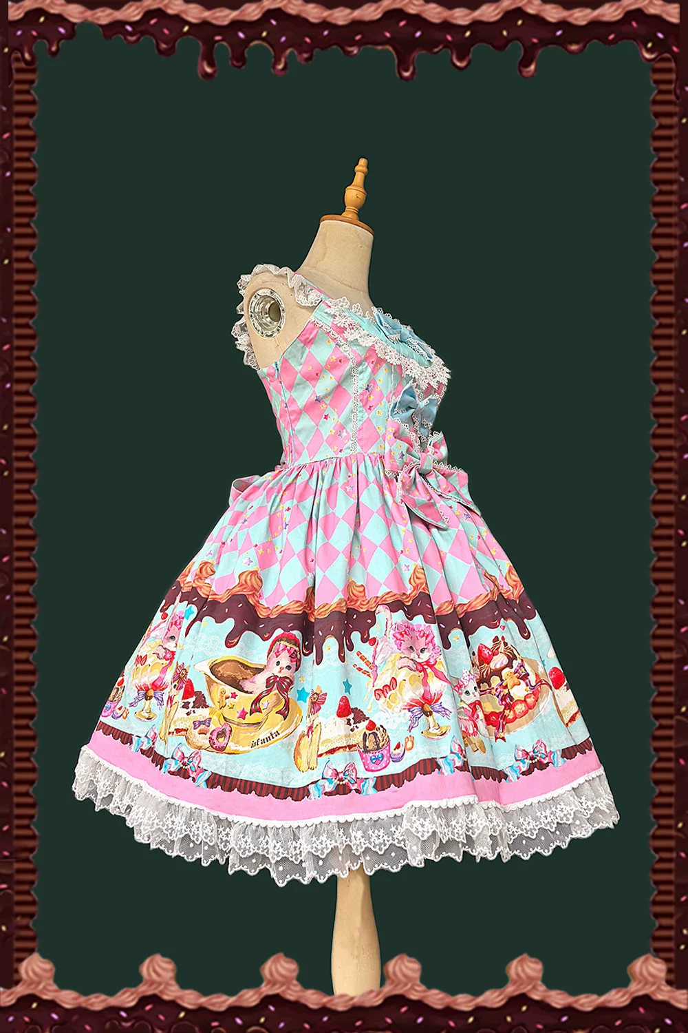 Cream Meow - Sweet Lolita JSK, Cat Print - Image 5