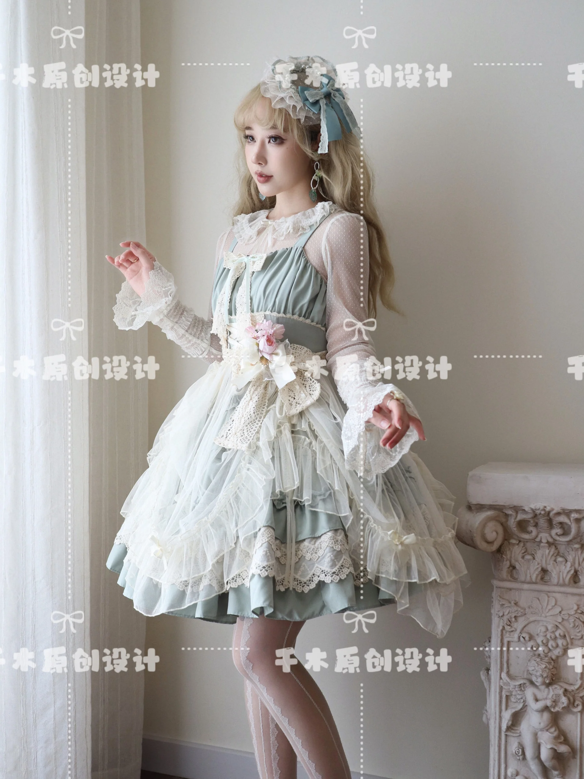 Qianmu - Vivian - Sweet Lolita JSK Doll Lolita Tiered Ruffles Dress - Image 11