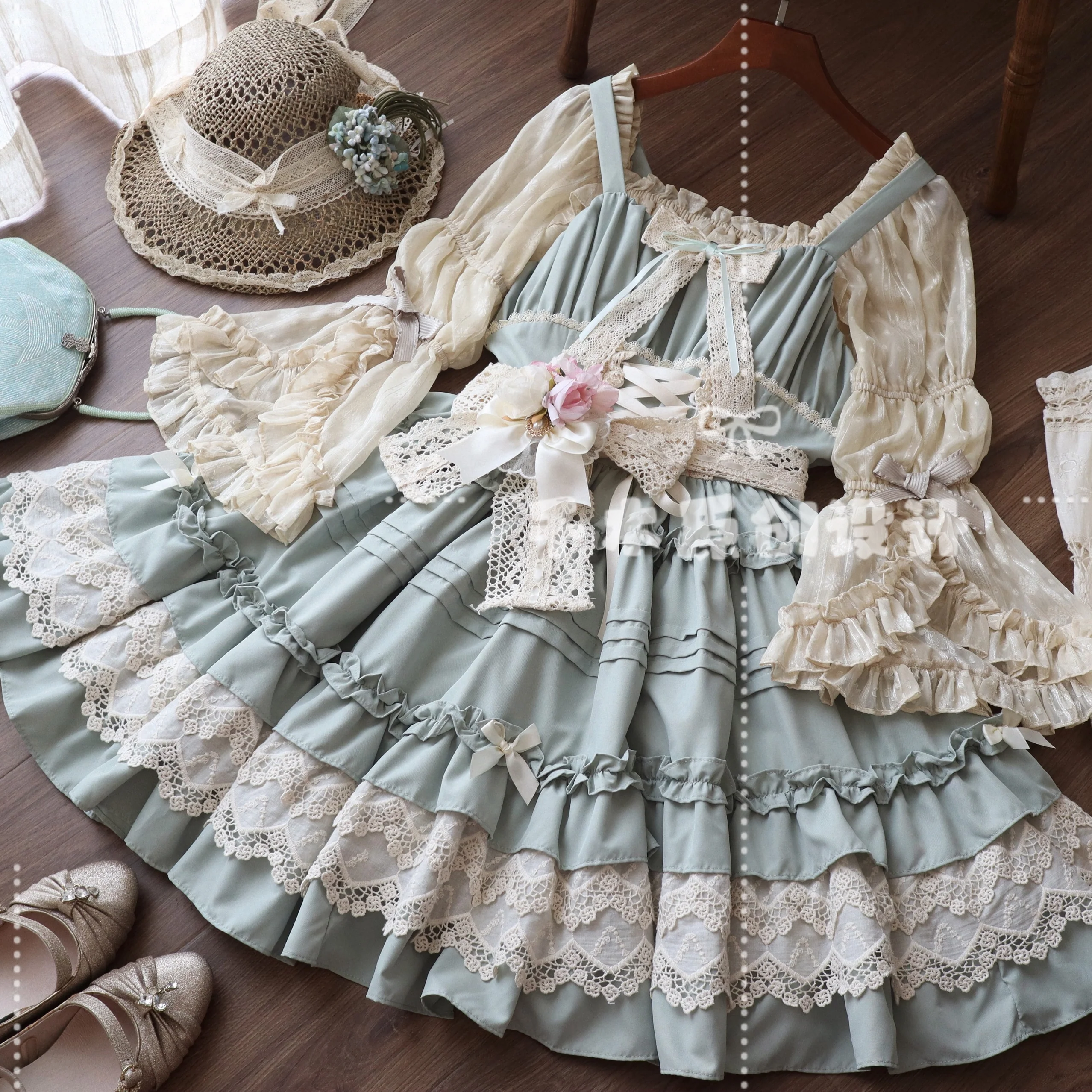 Qianmu - Vivian - Sweet Lolita JSK Doll Lolita Tiered Ruffles Dress - Image 14