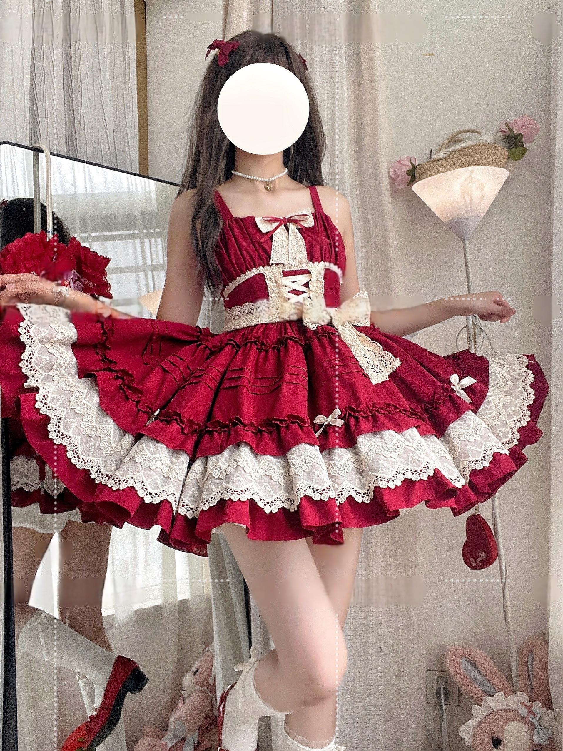 Qianmu - Vivian - Sweet Lolita JSK Doll Lolita Tiered Ruffles Dress - Image 3