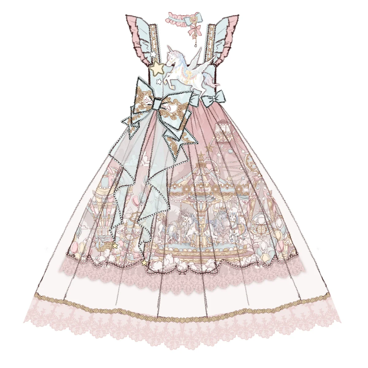 Designer Gift - CloudPlay - Sweet Lolita JSK Dress, Carousel Print - Image 17