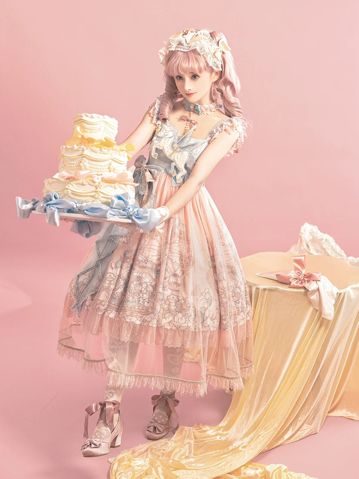 Designer Gift - CloudPlay - Sweet Lolita JSK Dress, Carousel Print - Image 3