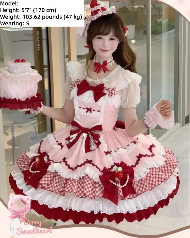 Berry Sweetheart - Sweet Lolita JSK Dress, Four Tiered Hem - Image 19