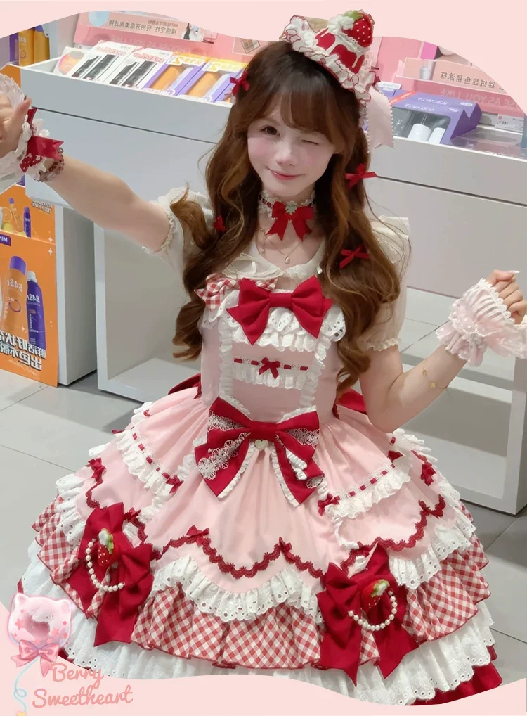 Berry Sweetheart - Sweet Lolita JSK Dress, Four Tiered Hem - Image 21