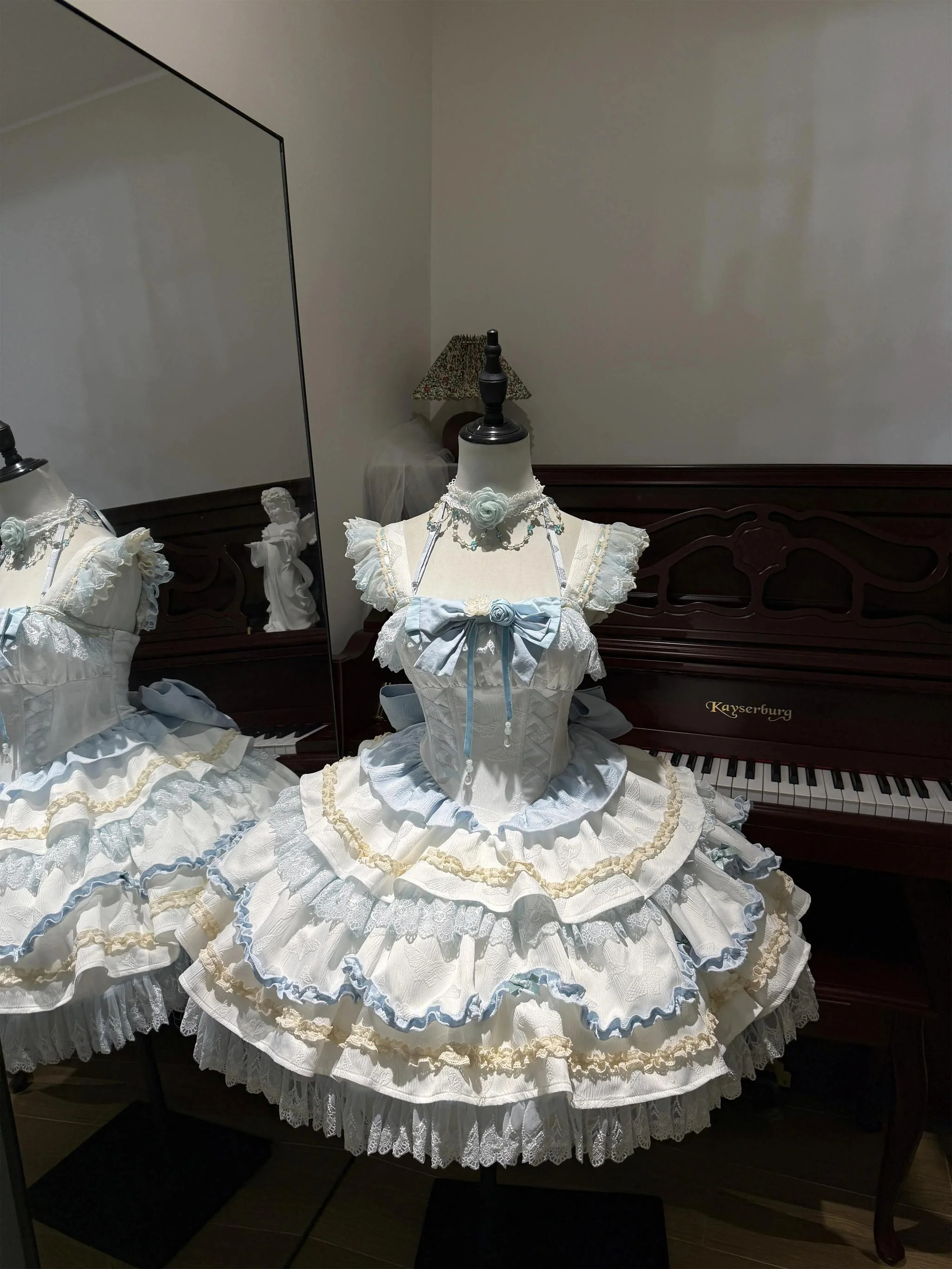 Pudding Lolita - Floral Bell Dream - Sweet Lolita JSK Dress, Halter Neckline - Image 3