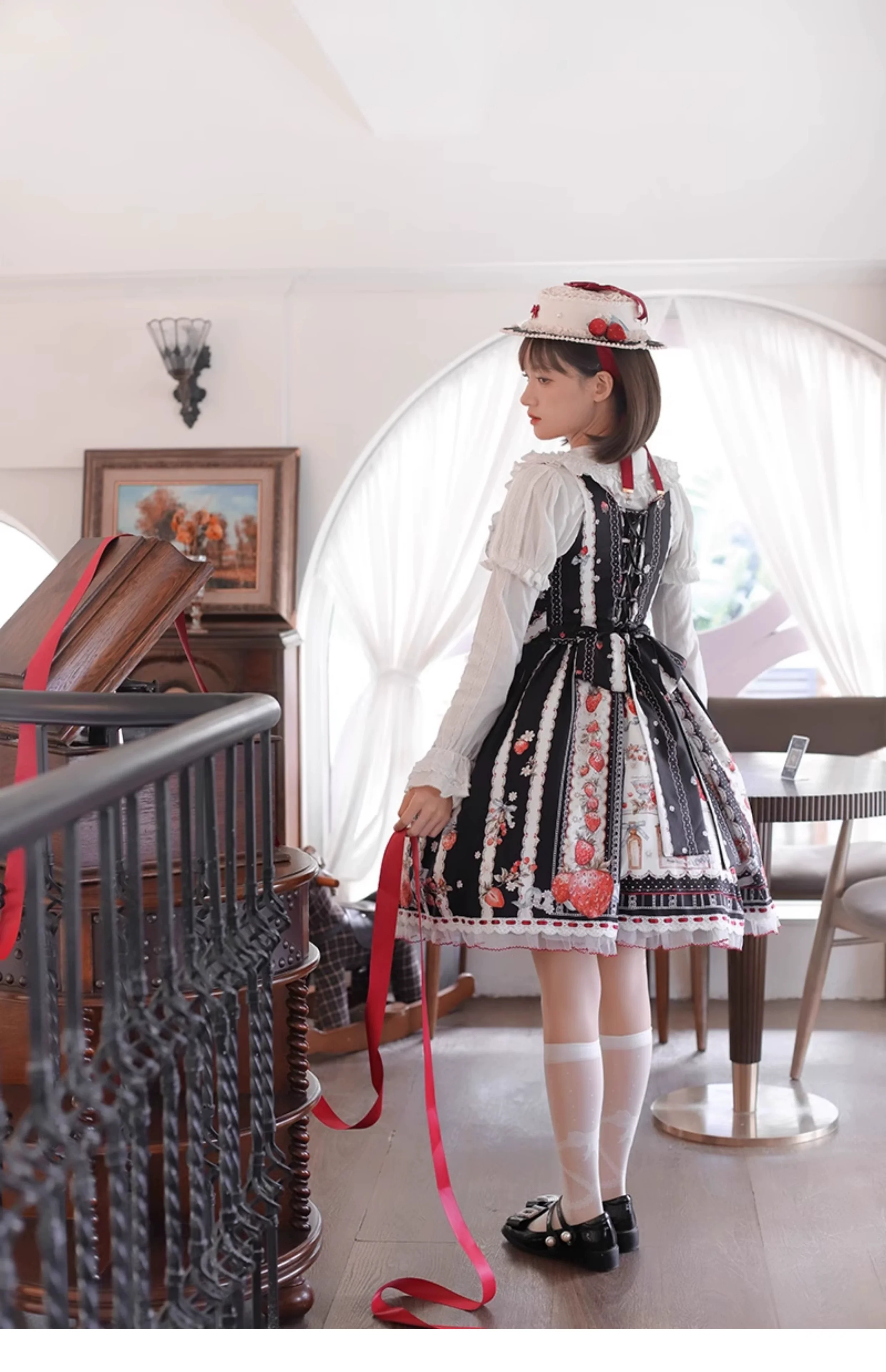 Strawberry Manor - Sweet Lolita JSK Dress, Strawberry Print - Image 19