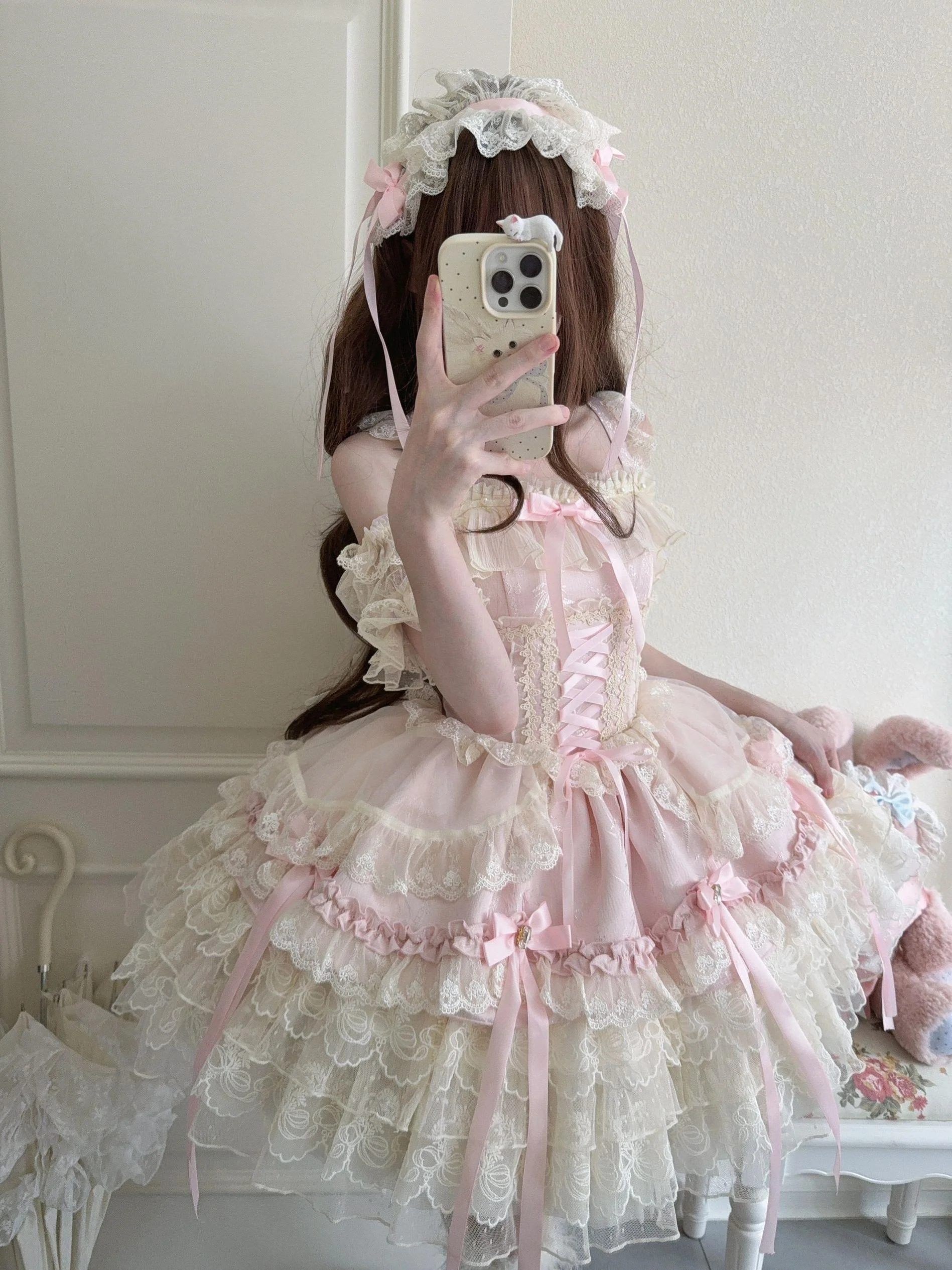 Ribbons of Love - Sweet Lolita JSK Dress, Tiered Ruffles - Image 10