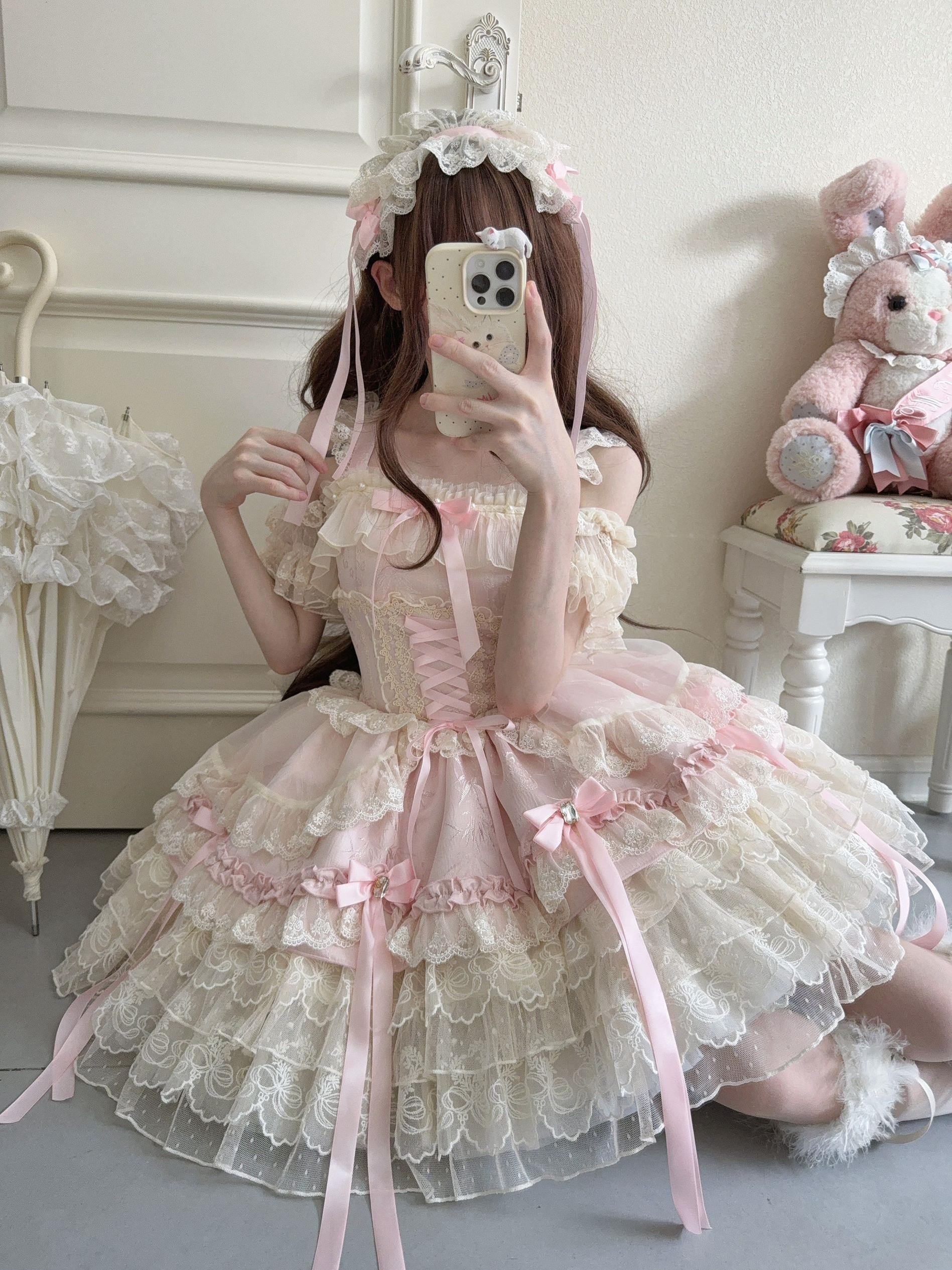 Ribbons of Love - Sweet Lolita JSK Dress, Tiered Ruffles - Image 11