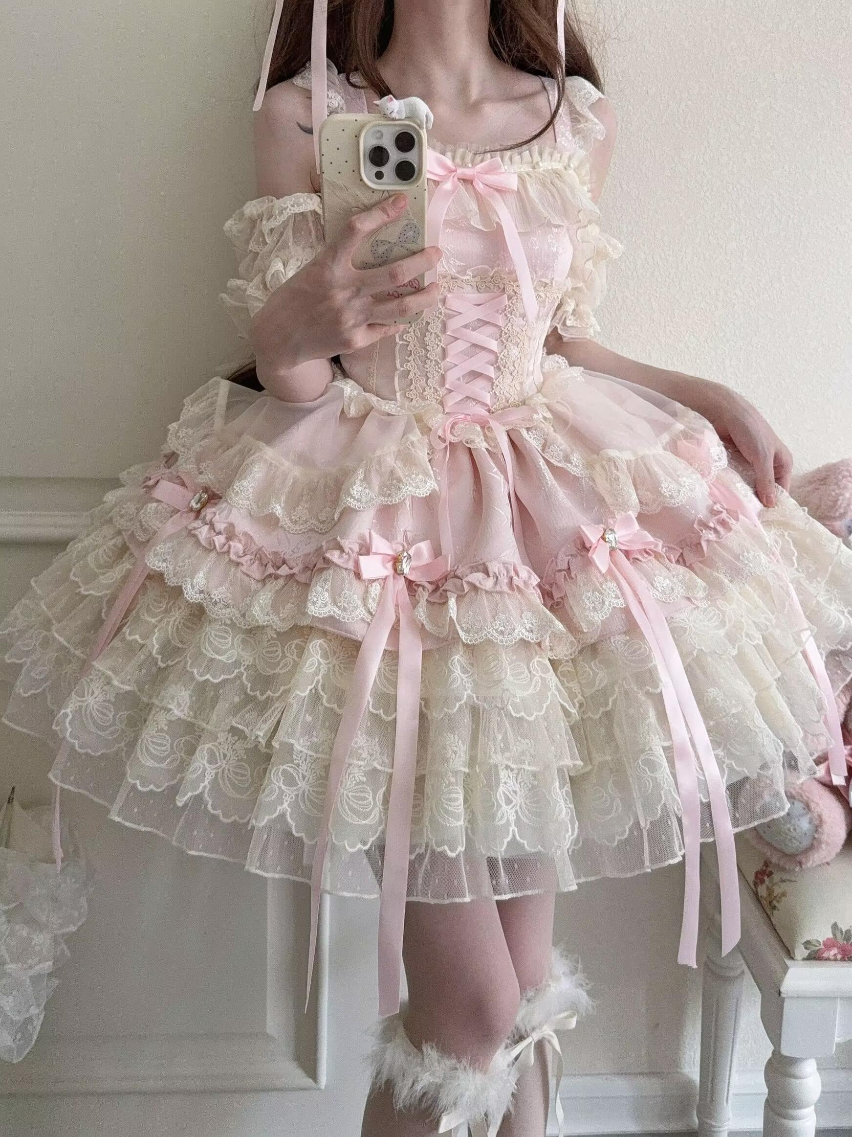 Ribbons of Love - Sweet Lolita JSK Dress, Tiered Ruffles - Image 13