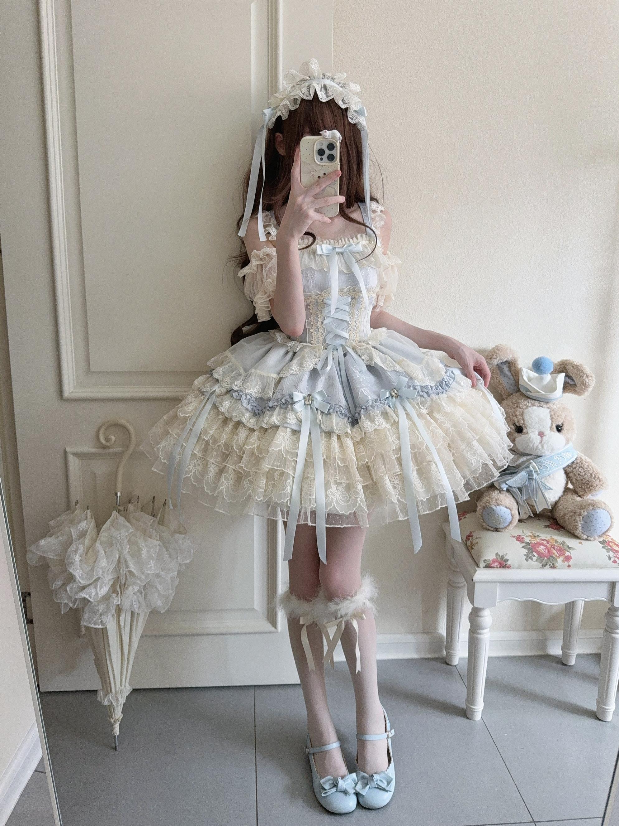 Ribbons of Love - Sweet Lolita JSK Dress, Tiered Ruffles - Image 15