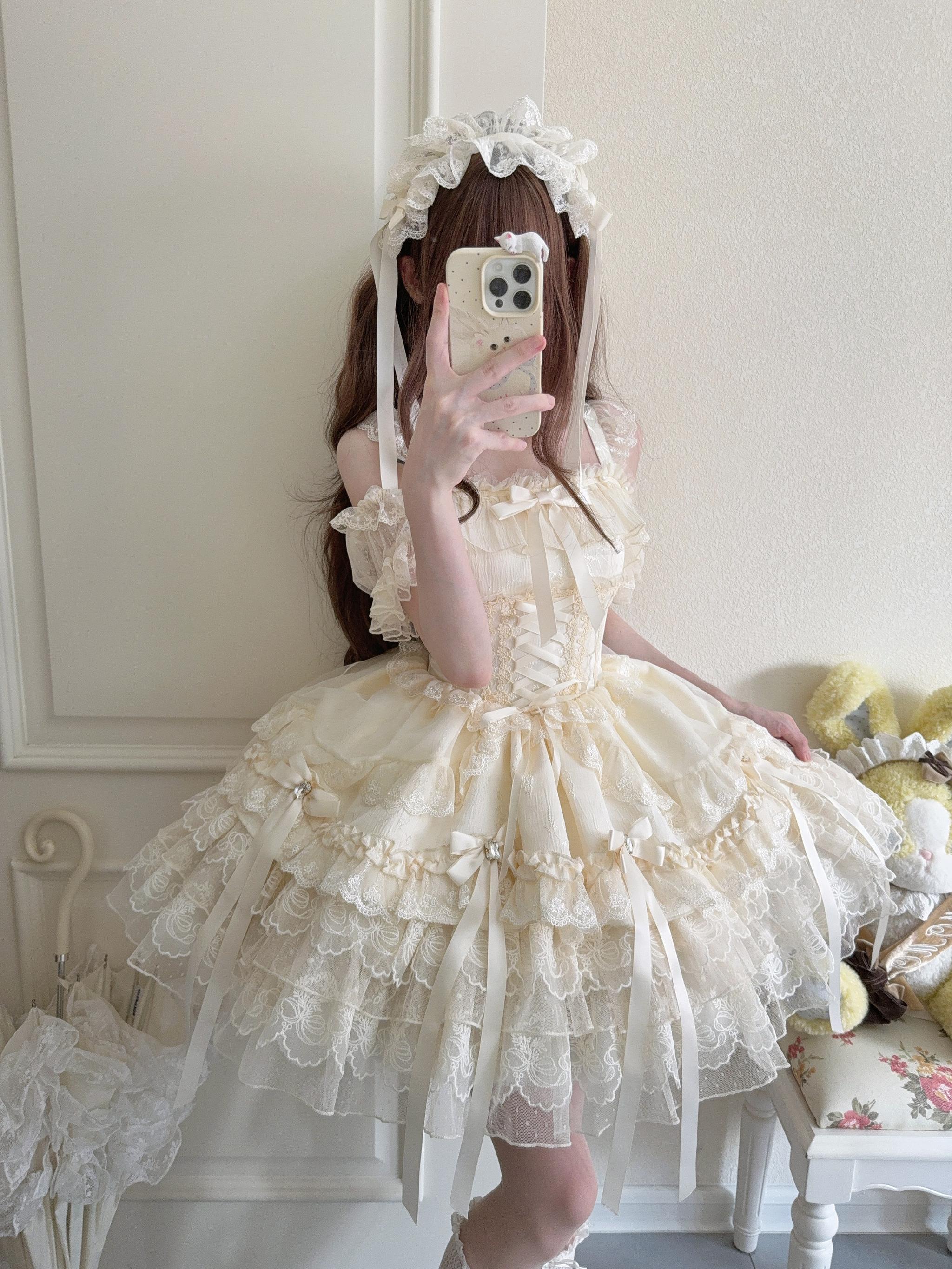 Ribbons of Love - Sweet Lolita JSK Dress, Tiered Ruffles - Image 2