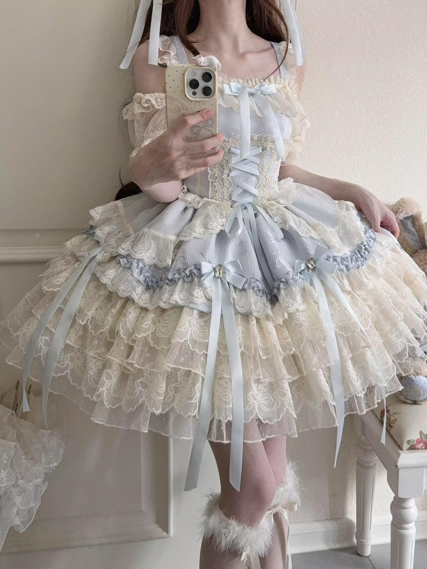 Ribbons of Love - Sweet Lolita JSK Dress, Tiered Ruffles - Image 21