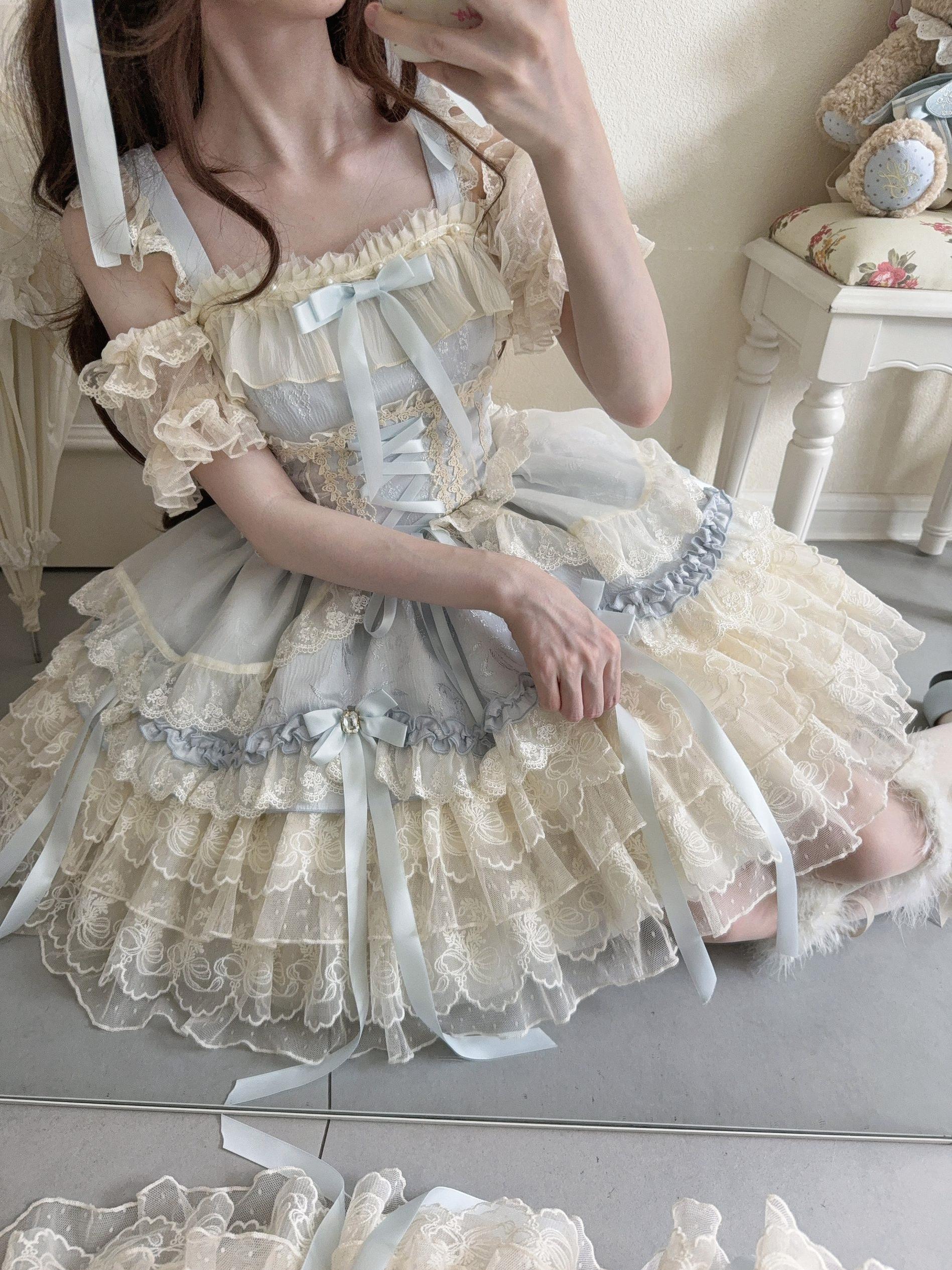 Ribbons of Love - Sweet Lolita JSK Dress, Tiered Ruffles - Image 22