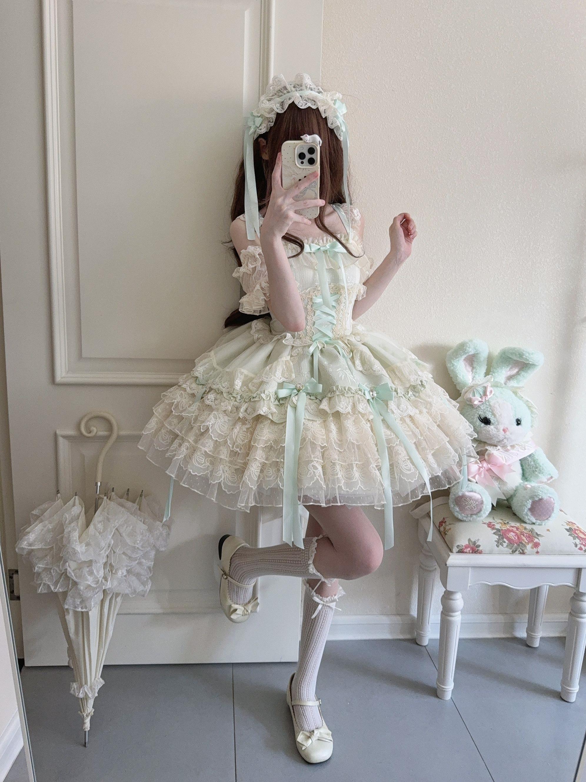 Ribbons of Love - Sweet Lolita JSK Dress, Tiered Ruffles - Image 23