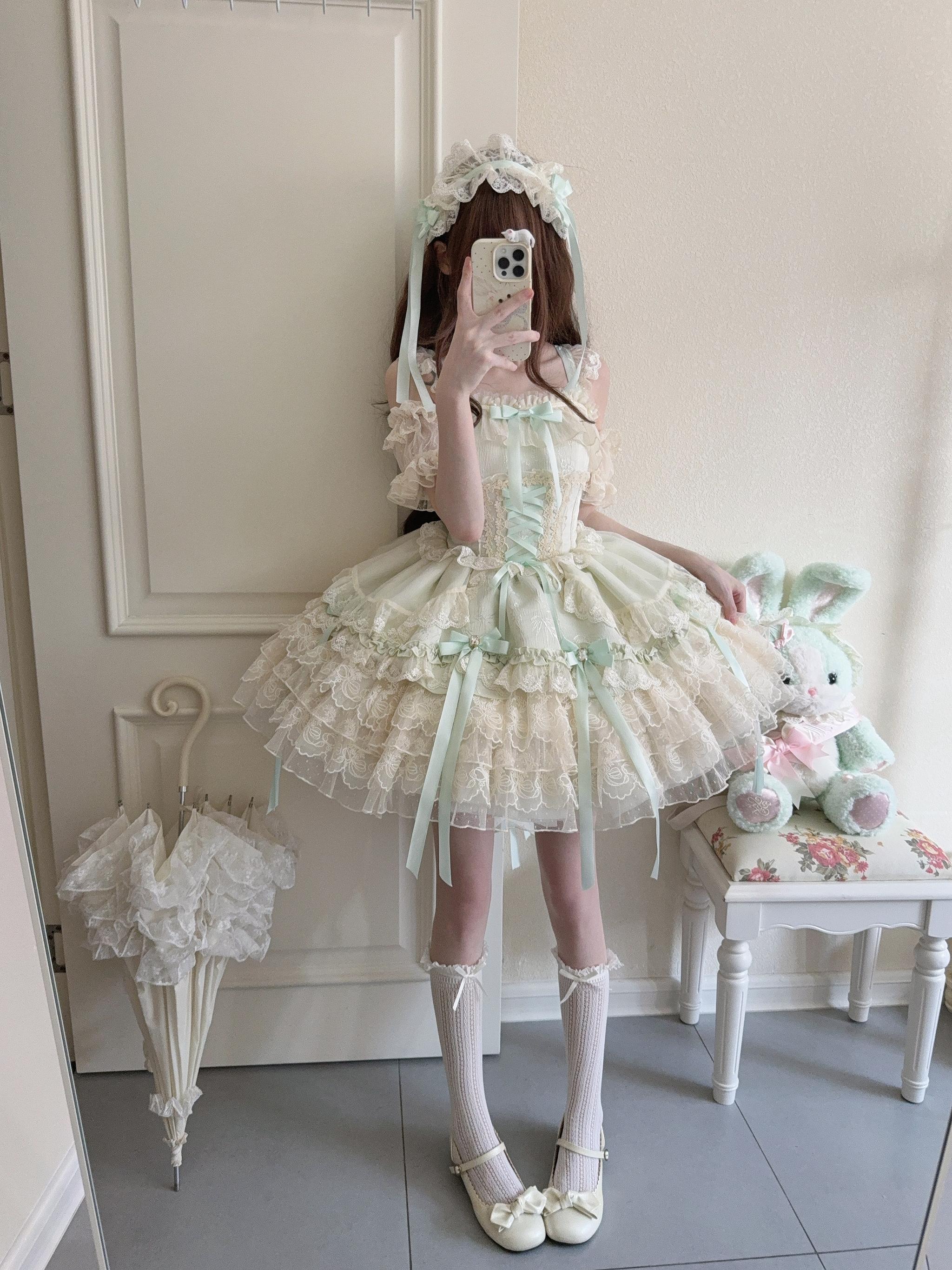 Ribbons of Love - Sweet Lolita JSK Dress, Tiered Ruffles - Image 24