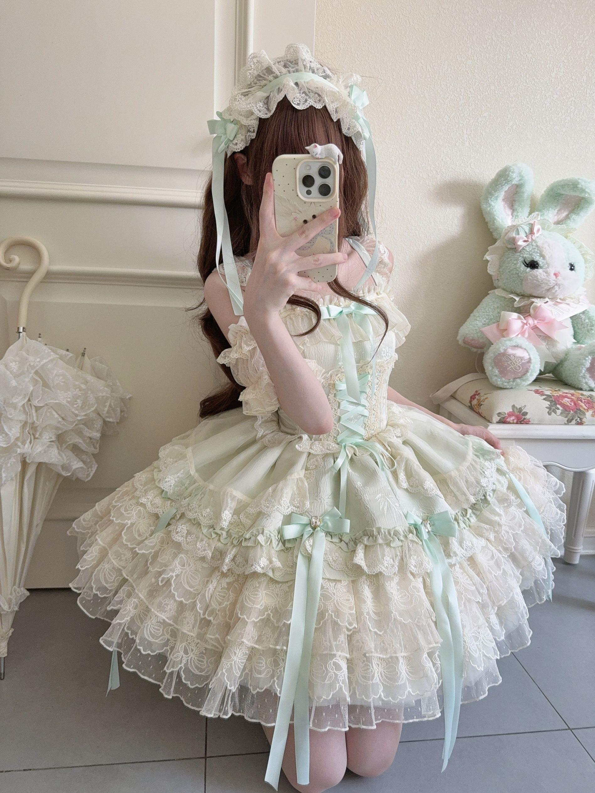 Ribbons of Love - Sweet Lolita JSK Dress, Tiered Ruffles - Image 25