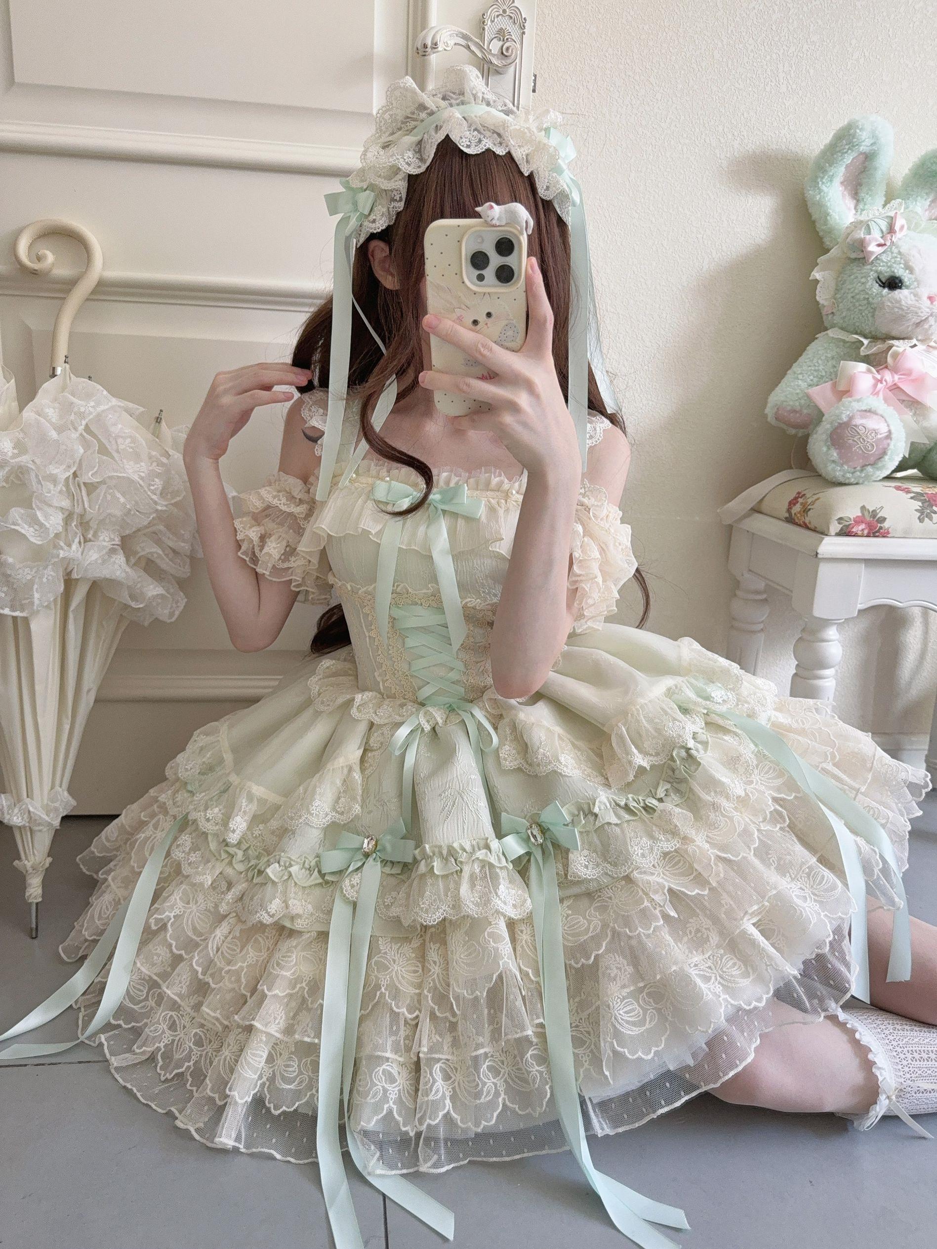 Ribbons of Love - Sweet Lolita JSK Dress, Tiered Ruffles - Image 27