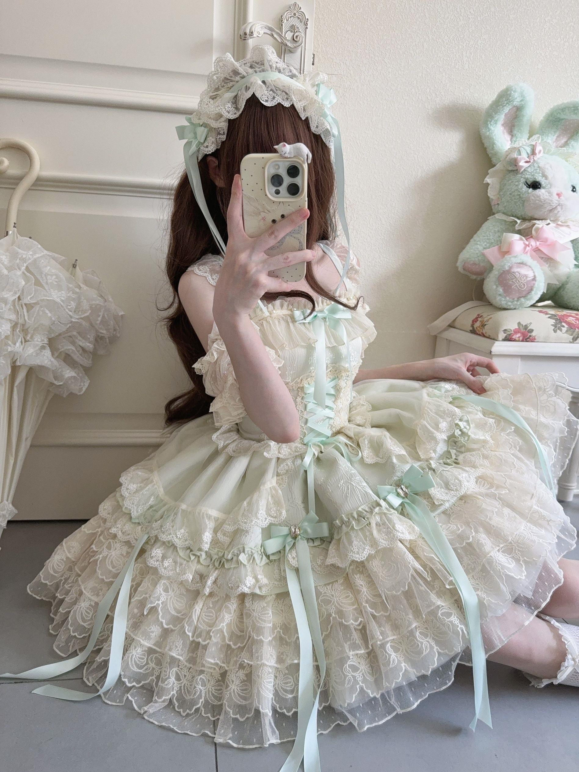 Ribbons of Love - Sweet Lolita JSK Dress, Tiered Ruffles - Image 28