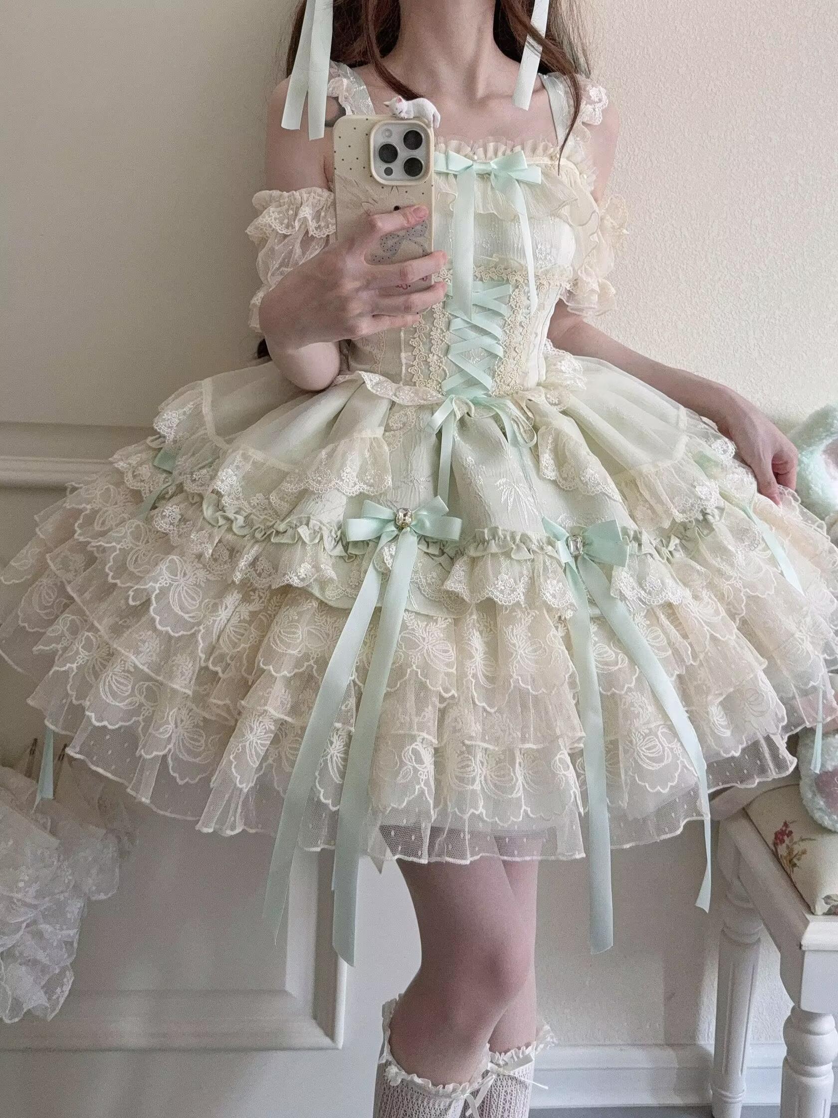 Ribbons of Love - Sweet Lolita JSK Dress, Tiered Ruffles - Image 30