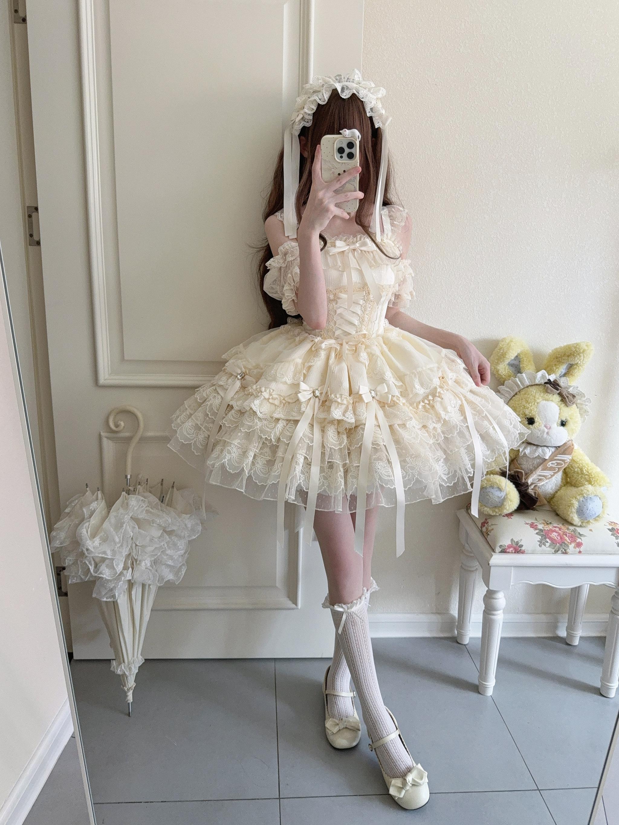 Ribbons of Love - Sweet Lolita JSK Dress, Tiered Ruffles - Image 31