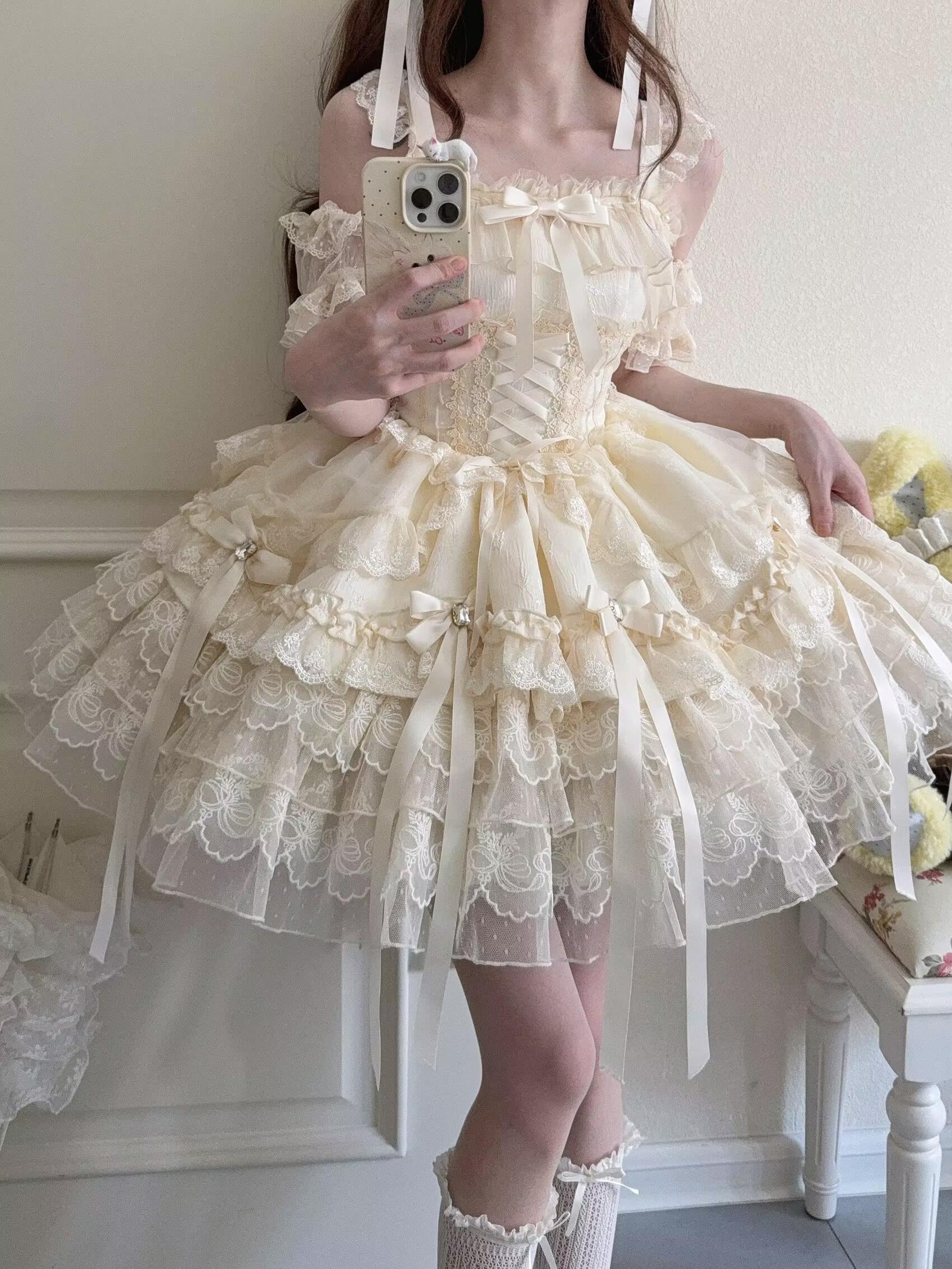Ribbons of Love - Sweet Lolita JSK Dress, Tiered Ruffles - Image 32