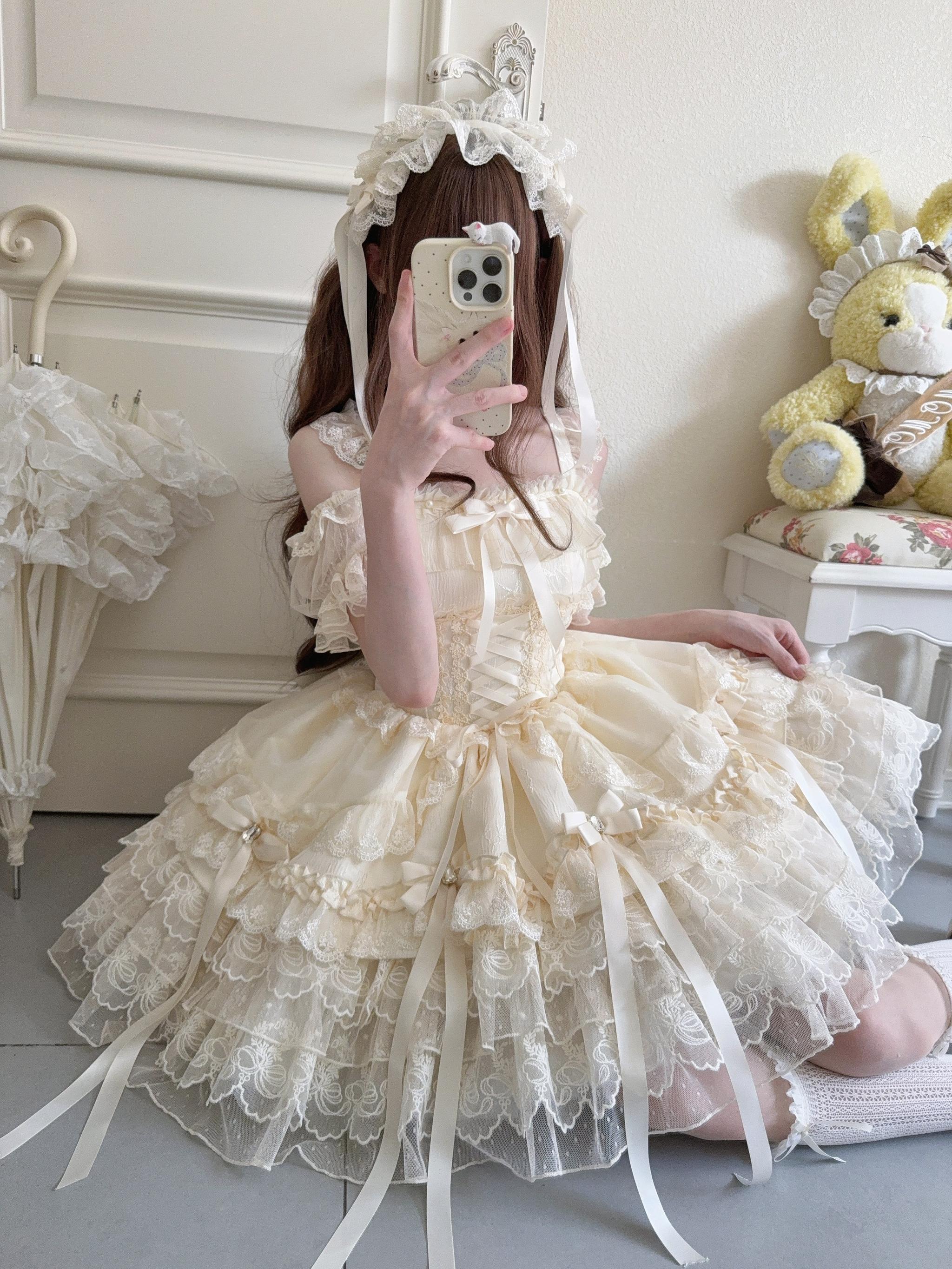Ribbons of Love - Sweet Lolita JSK Dress, Tiered Ruffles - Image 34