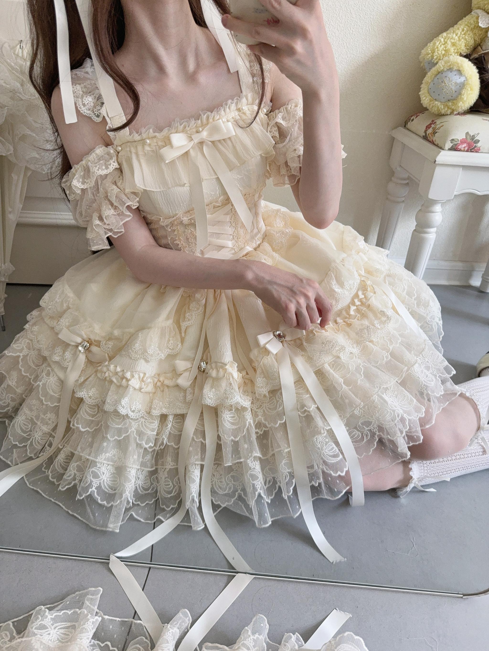 Ribbons of Love - Sweet Lolita JSK Dress, Tiered Ruffles - Image 35