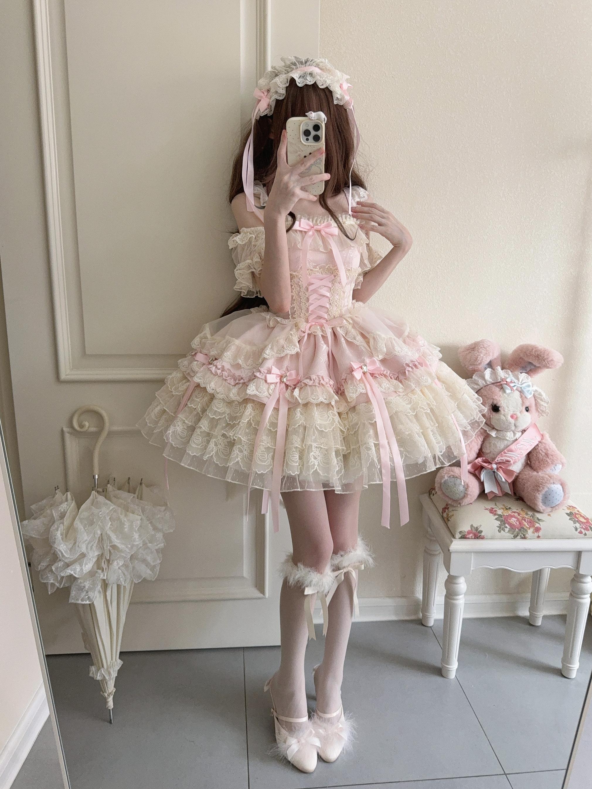 Ribbons of Love - Sweet Lolita JSK Dress, Tiered Ruffles - Image 5
