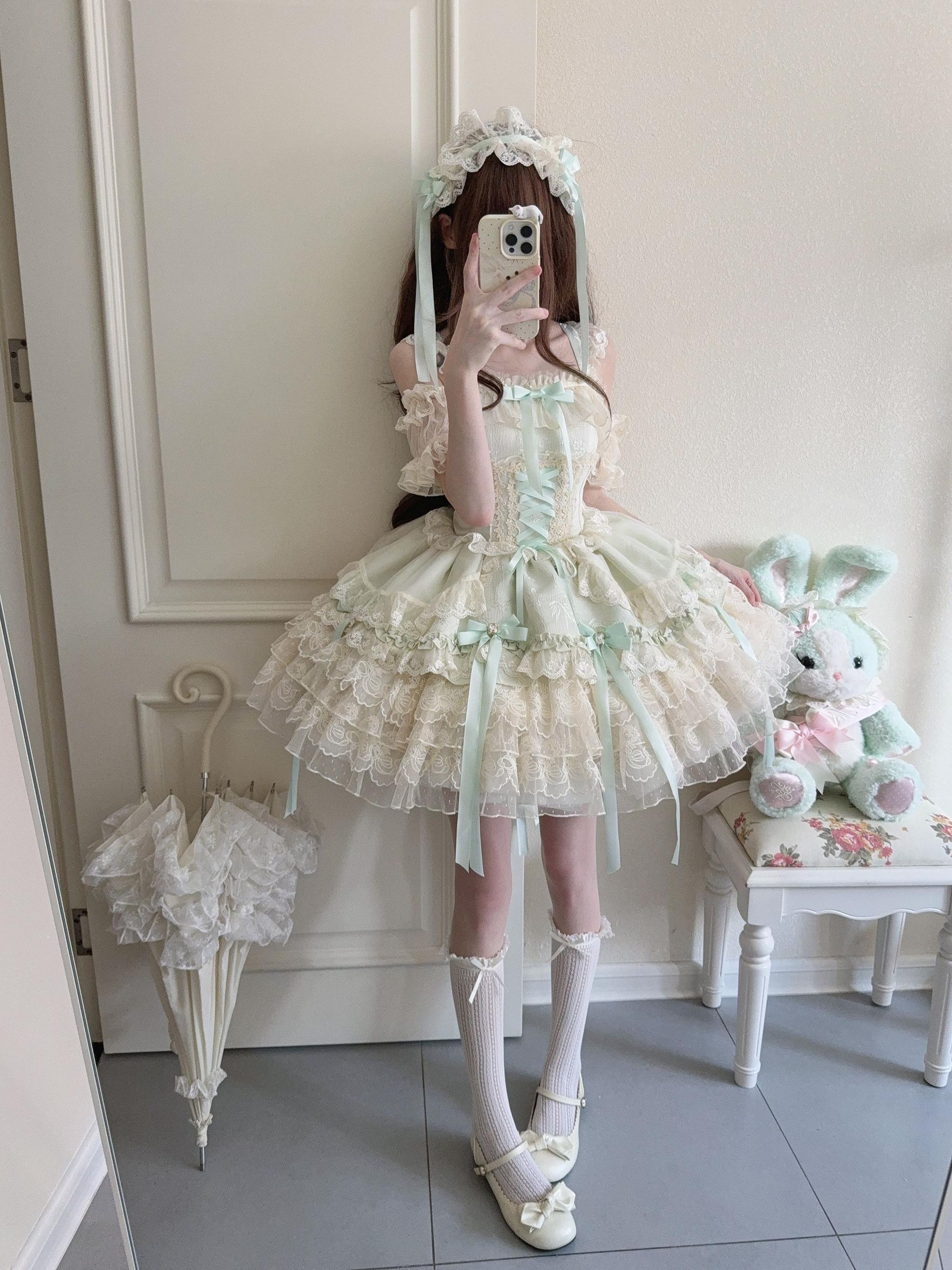 Ribbons of Love - Sweet Lolita JSK Dress, Tiered Ruffles - Image 6