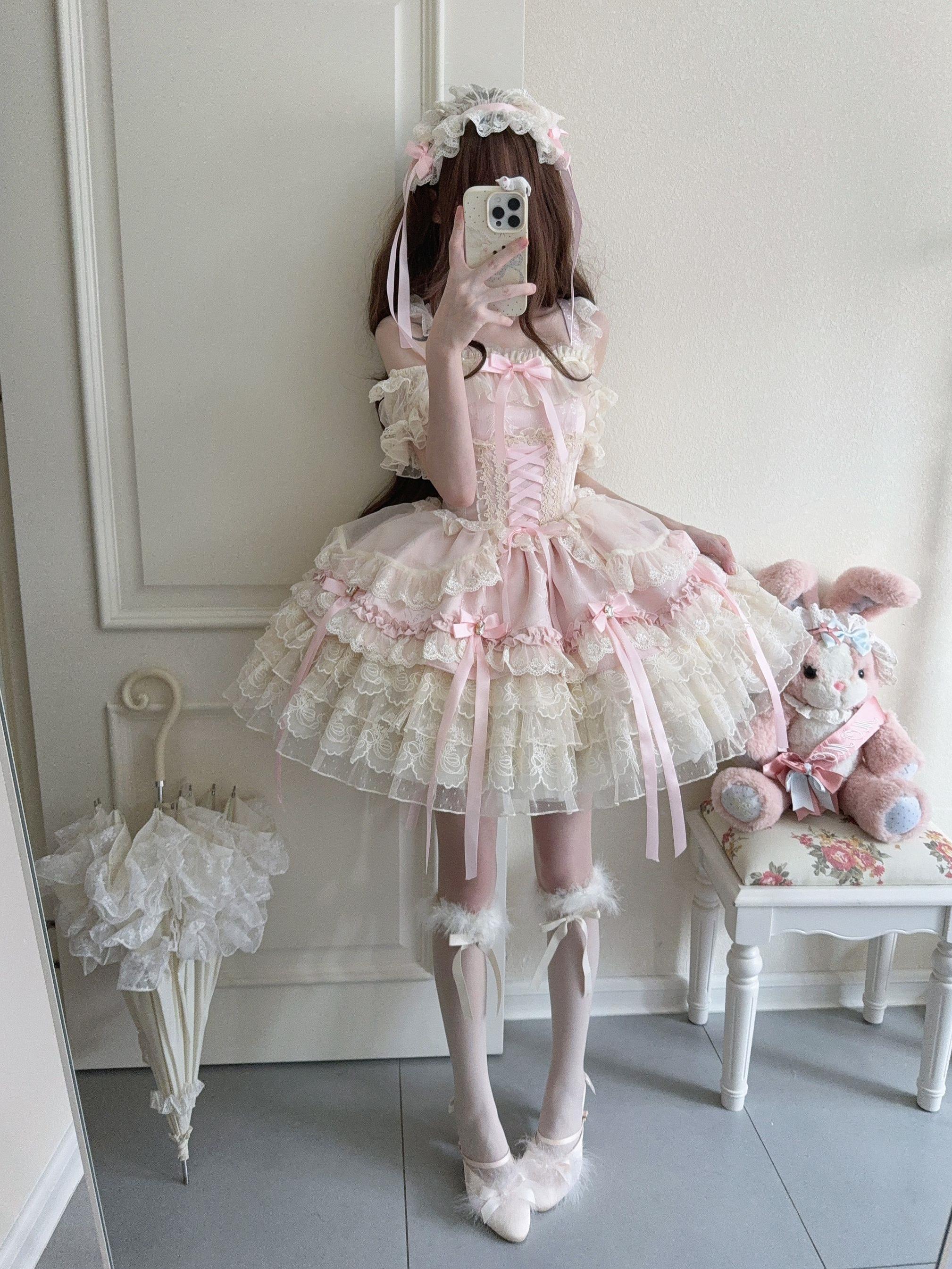Ribbons of Love - Sweet Lolita JSK Dress, Tiered Ruffles - Image 8