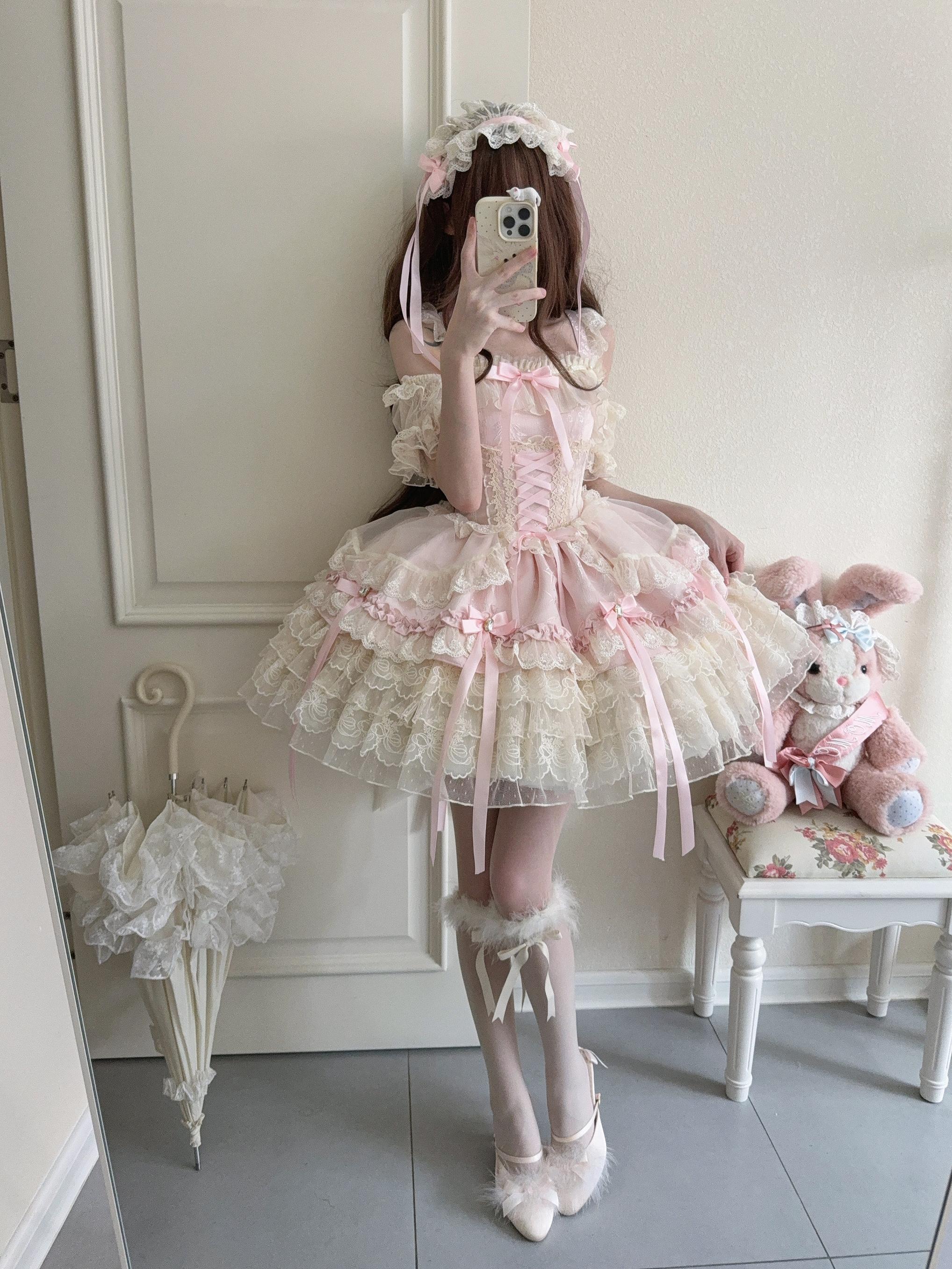 Ribbons of Love - Sweet Lolita JSK Dress, Tiered Ruffles - Image 9