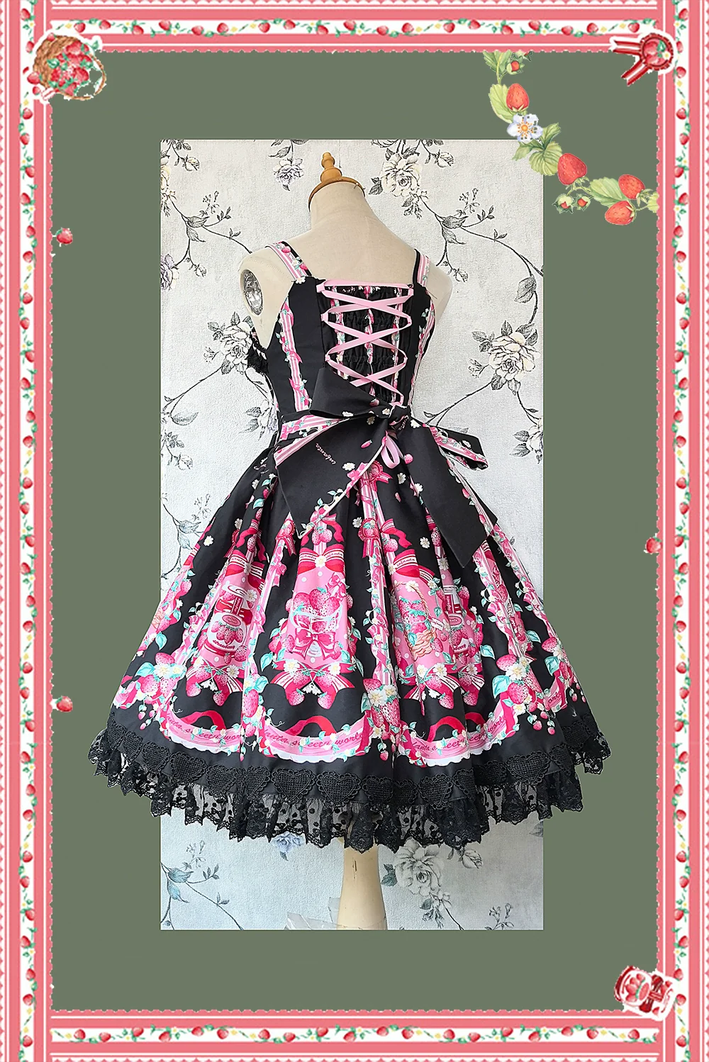 Strawberry Culinary Maiden - Sweet Lolita JSK Dress With Strawberry Floral Print - Image 10