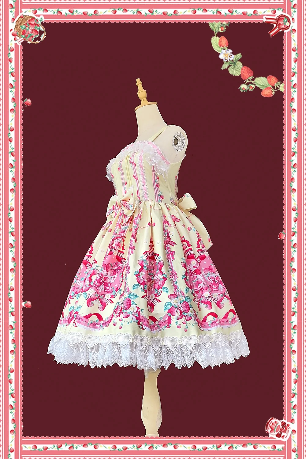 Strawberry Culinary Maiden - Sweet Lolita JSK Dress With Strawberry Floral Print - Image 13