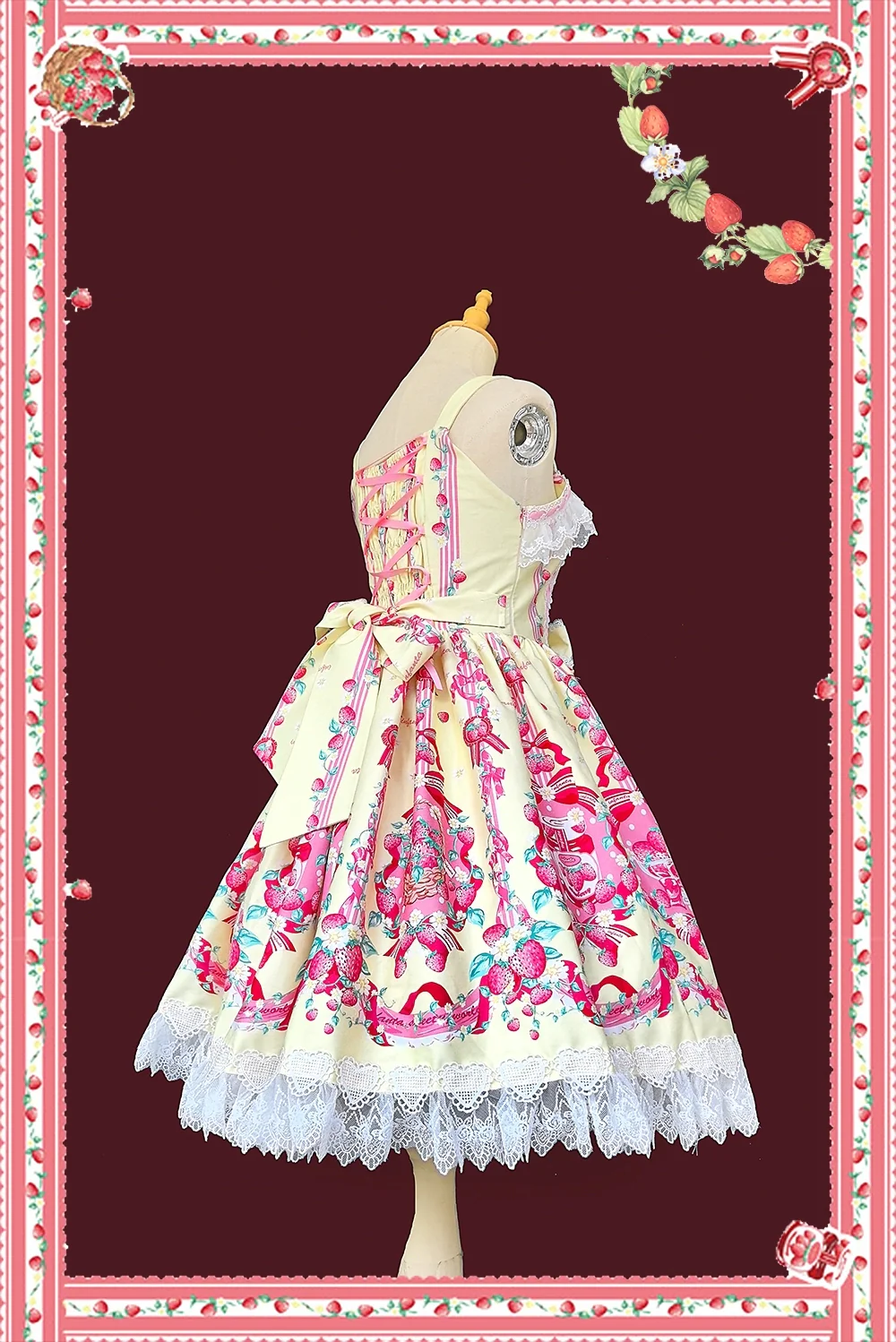 Strawberry Culinary Maiden - Sweet Lolita JSK Dress With Strawberry Floral Print - Image 14