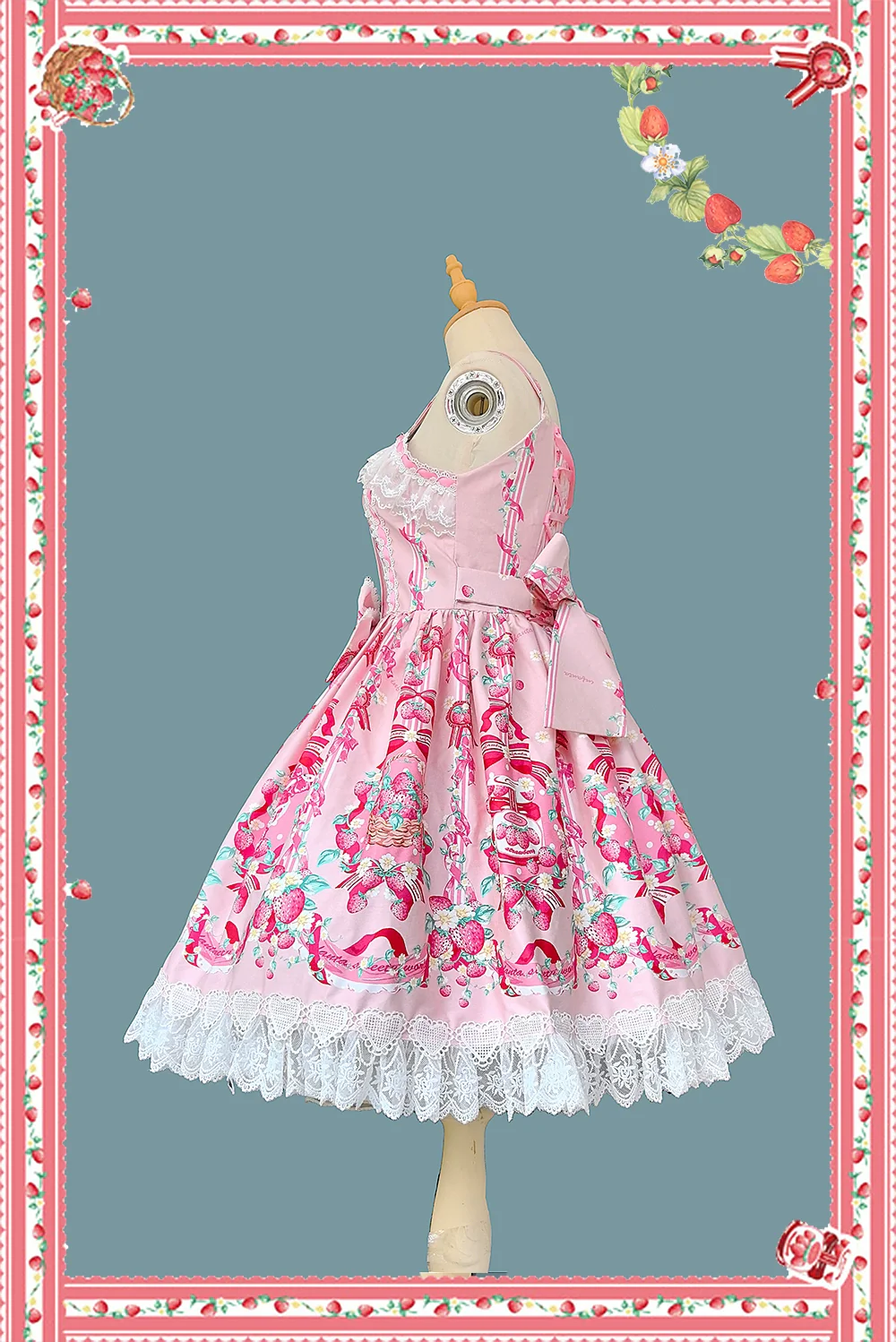 Strawberry Culinary Maiden - Sweet Lolita JSK Dress With Strawberry Floral Print - Image 6