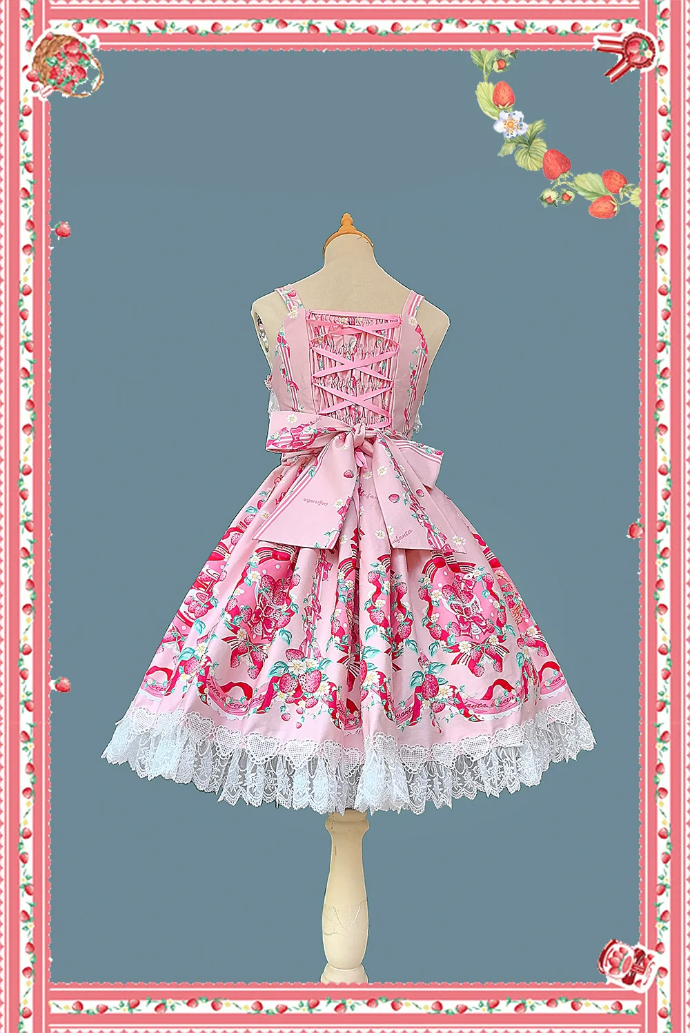 Strawberry Culinary Maiden - Sweet Lolita JSK Dress With Strawberry Floral Print - Image 7