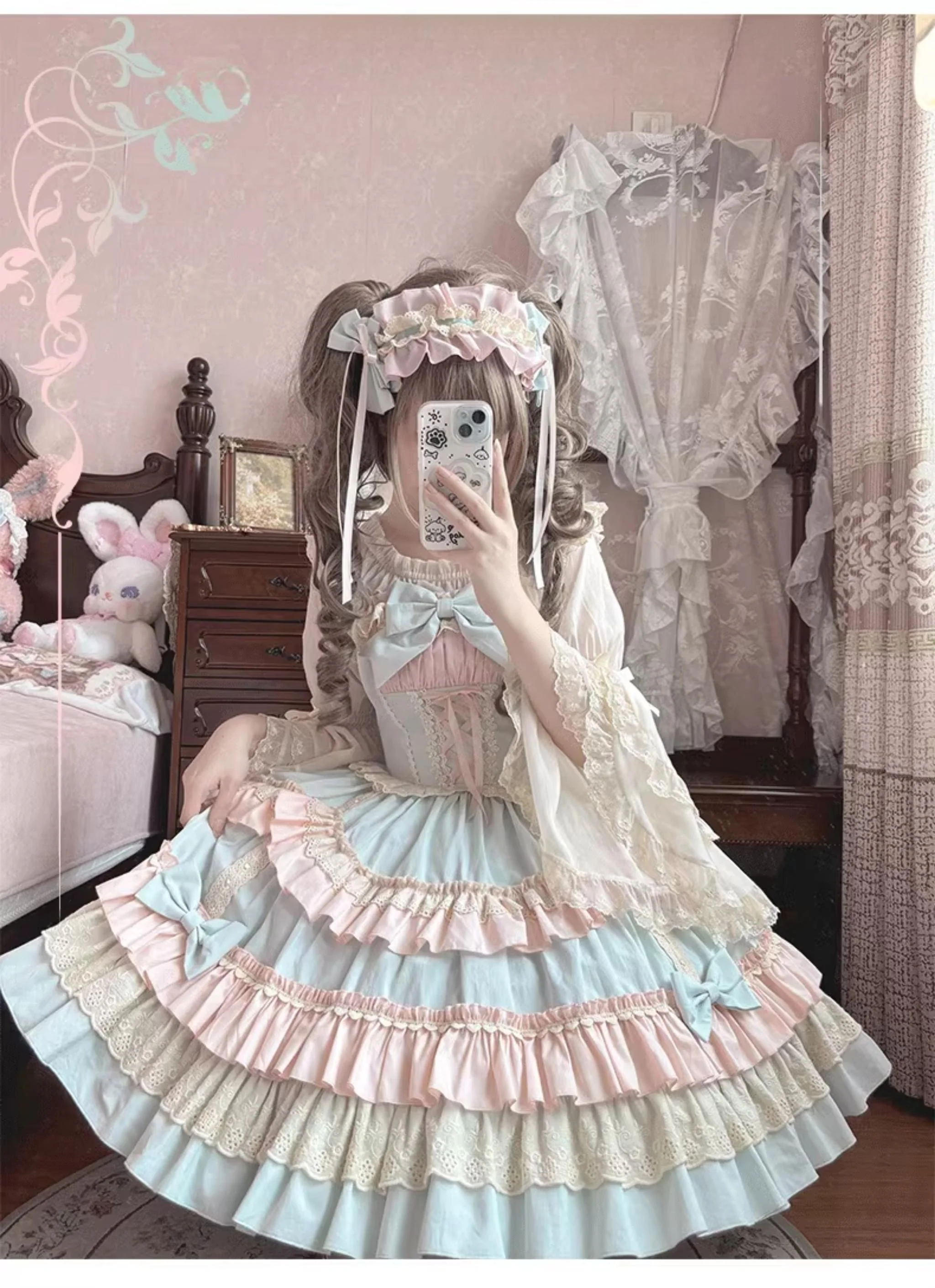 Sweet Mousse - Sweet Lolita JSK in Playful Colors with Bow Decoration - Image 6