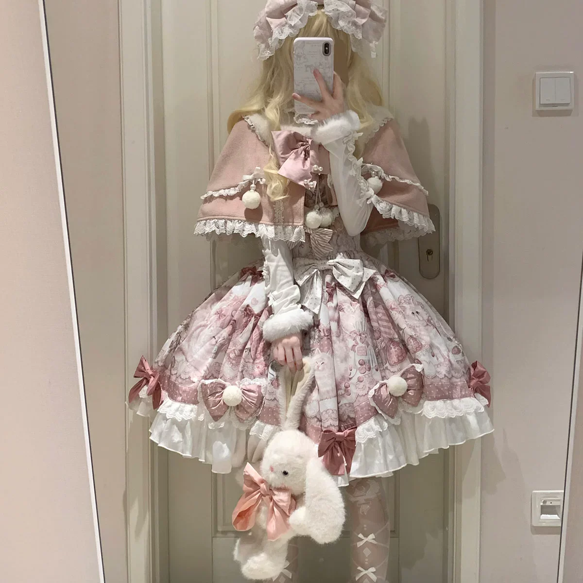 Matutu - Dessert Catlets - Sweet Lolita JSK, Strawberry And Cat Prints - Image 2