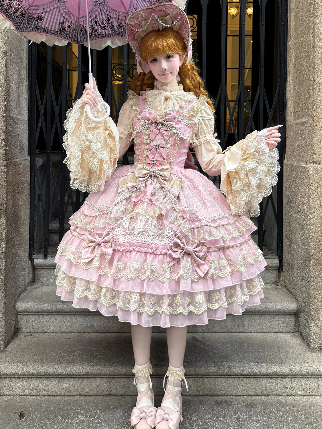 Hanguliang - Gem Crown - Sweet Lolita JSK Suit Tiered Ruffles Doll-Like Dress and BNT - Image 20