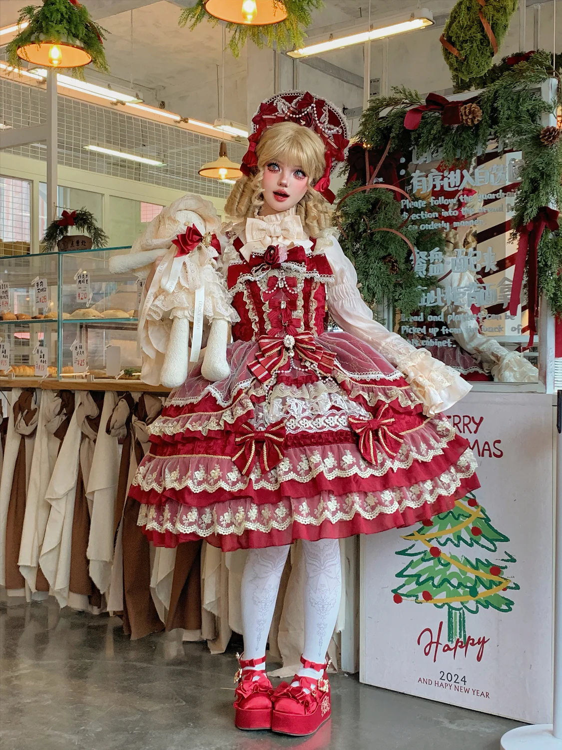 Hanguliang - Gem Crown - Sweet Lolita JSK Suit Tiered Ruffles Doll-Like Dress and BNT - Image 25