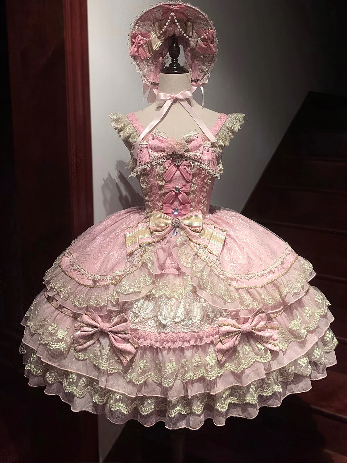 Hanguliang - Gem Crown - Sweet Lolita JSK Suit Tiered Ruffles Doll-Like Dress and BNT - Image 34