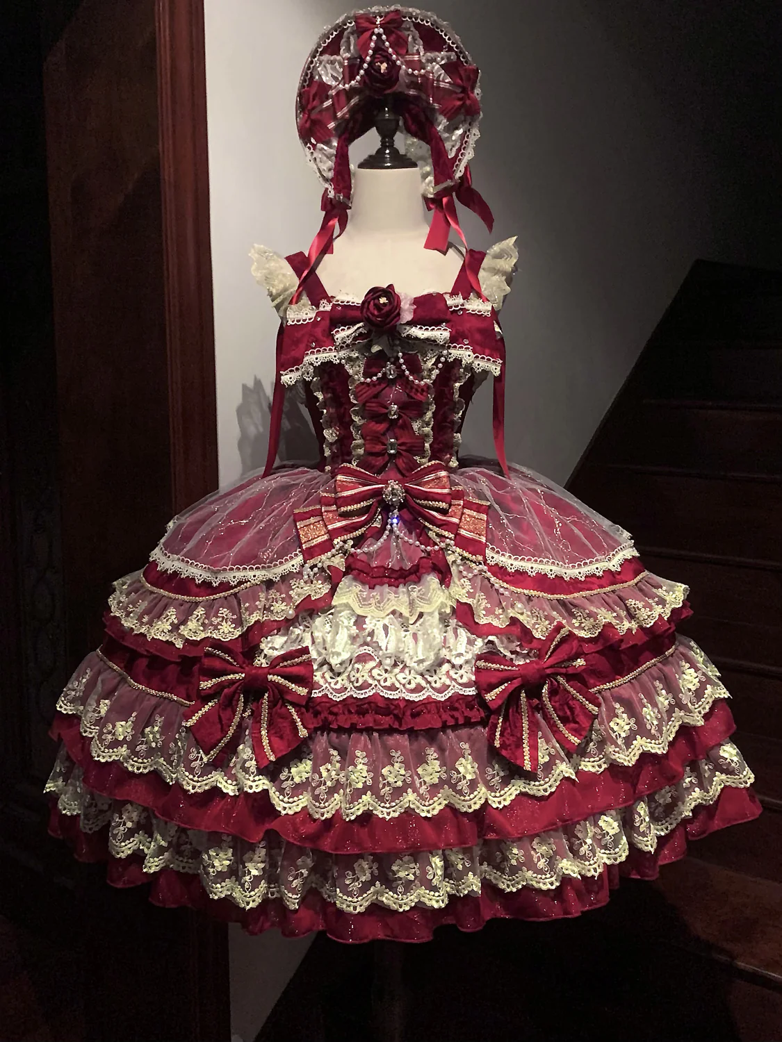 Hanguliang - Gem Crown - Sweet Lolita JSK Suit Tiered Ruffles Doll-Like Dress and BNT - Image 35