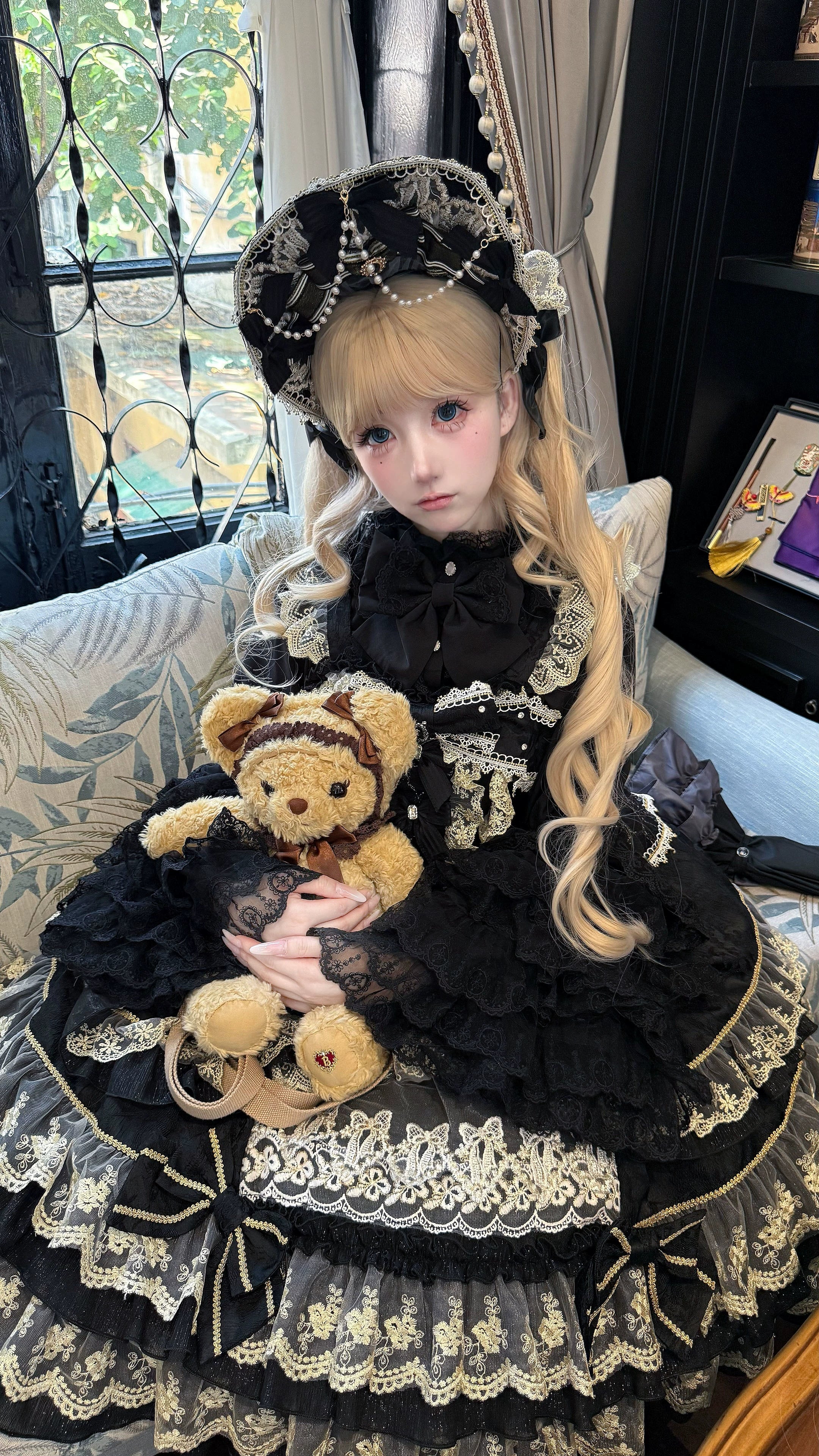 Hanguliang - Gem Crown - Sweet Lolita JSK Suit Tiered Ruffles Doll-Like Dress and BNT - Image 40
