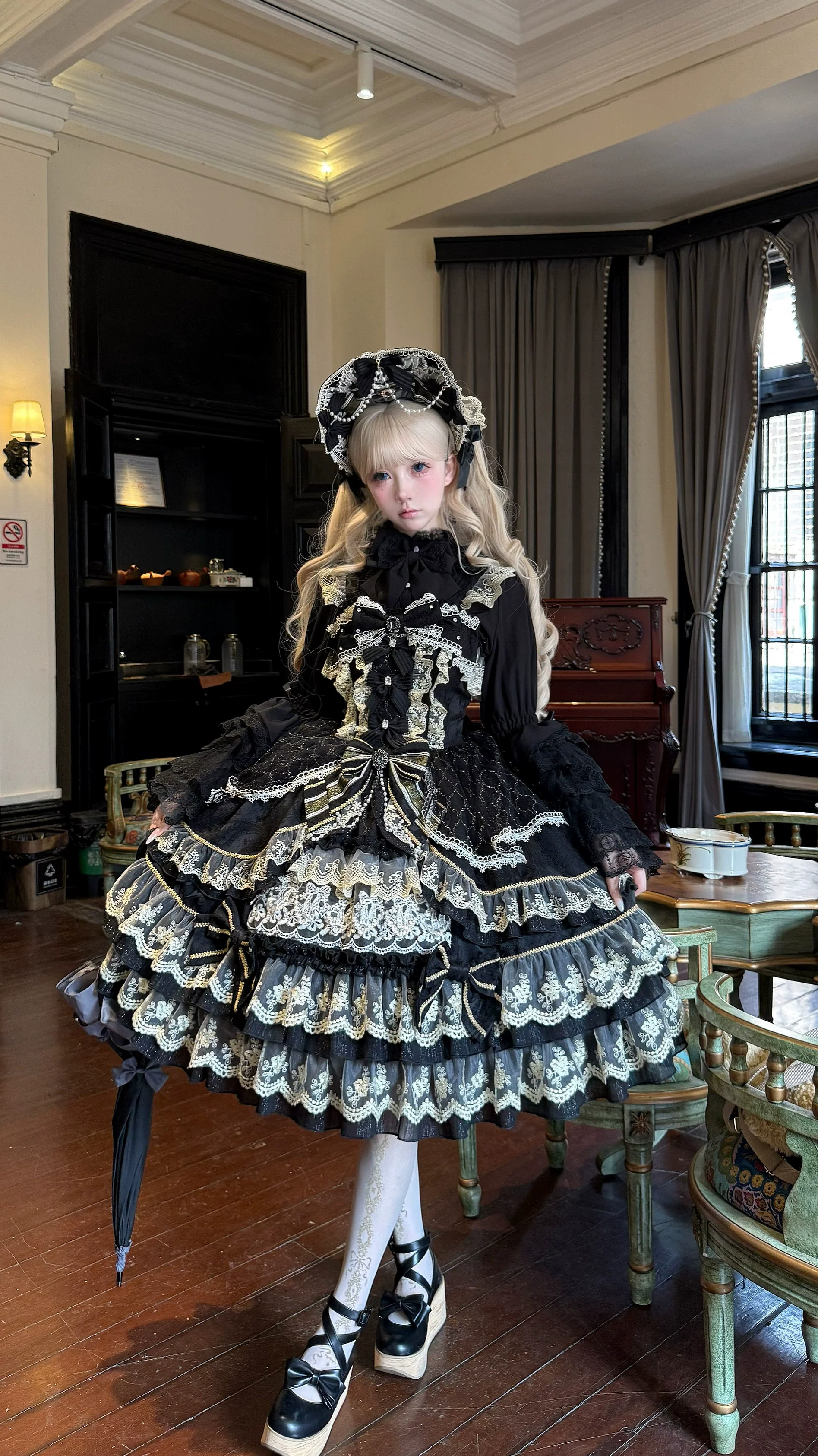 Hanguliang - Gem Crown - Sweet Lolita JSK Suit Tiered Ruffles Doll-Like Dress and BNT - Image 44