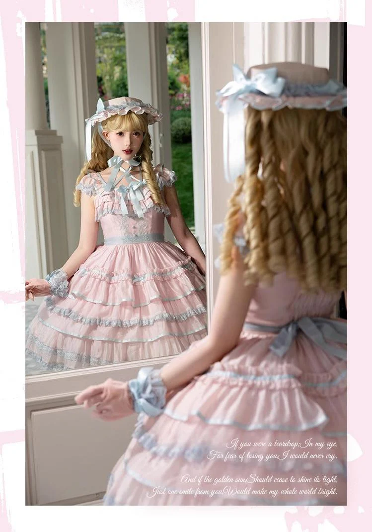 Summer Evening Banquet - Sweet Lolita JSK with Tiered Ruffle Design and Hat - Image 16